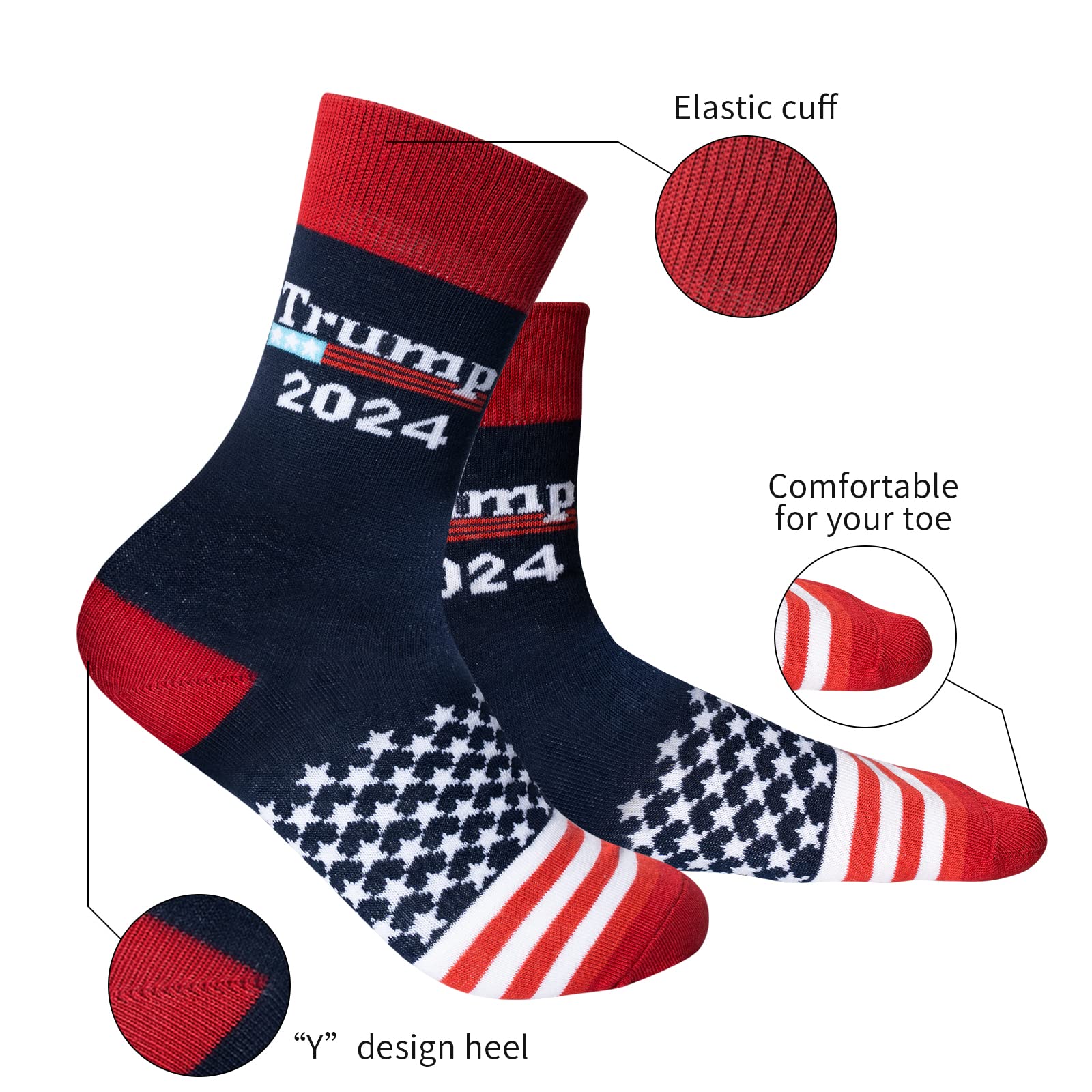 2 Pack Trump 2024 Socks, Funny Socks Men, President Patriotic Socks MAGA, Women Novelty Socks, Gag Gift, Father's Day Gift