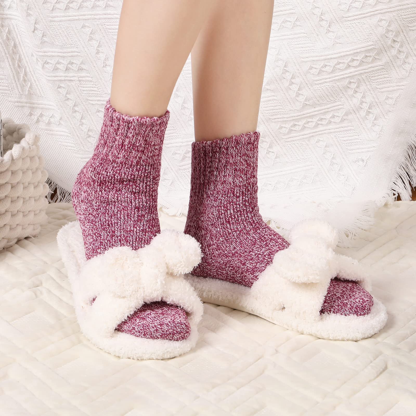 Clothclose 5 Pairs Wool Socks, Winter Wool Socks for Women, Crew Socks Boot Socks for Women