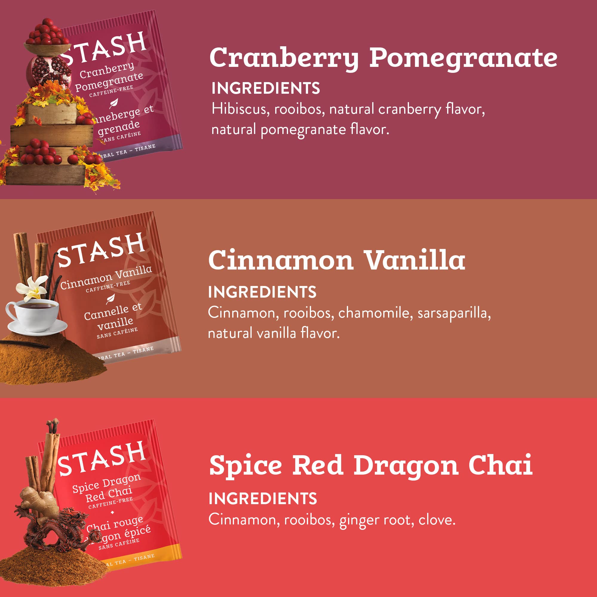 Stash Tea Fall for Autumn 6 Flavor Tea Sampler, 6 Boxes With 20 Tea Bags Each (120 Tea Bags Total)