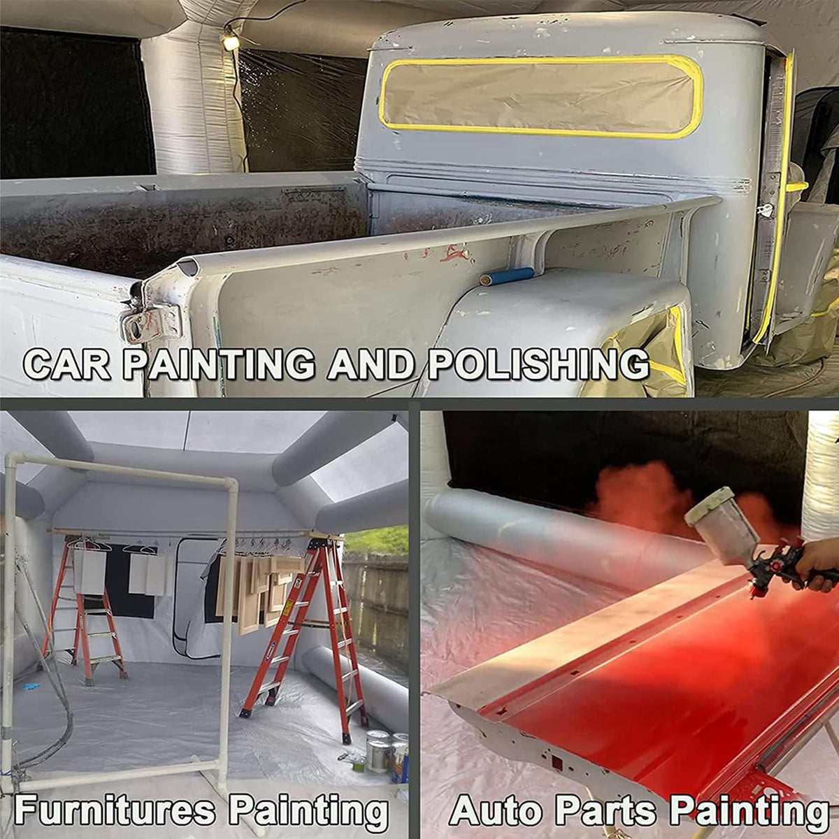 26X13X10FT Inflatable Paint Booth with 950W+750W Blowers for Professional Car Auto Parts Painting Portable Paint Booth for Cars, Car Parts and Other Items Painting