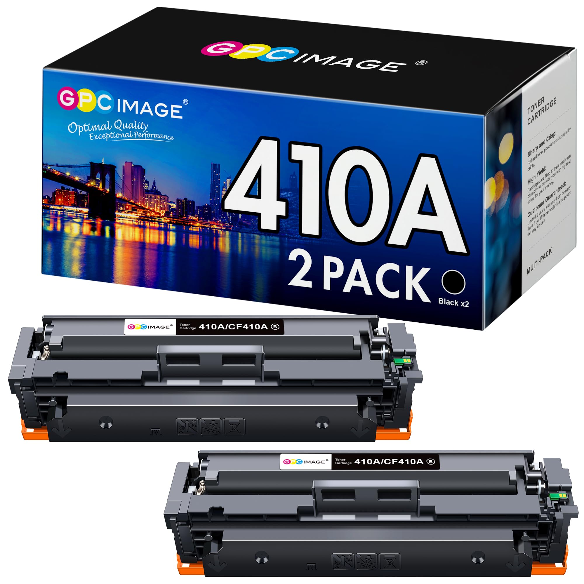 GPC Image Compatible Toner Cartridge Replacement for HP 410A 410 A CF410A Toner Cartridge Compatible with Laserjet Pro MFP M477fdw M477fdn M477fnw M452dn M452nw M452dw Toner Printer (2 Pack, Black)