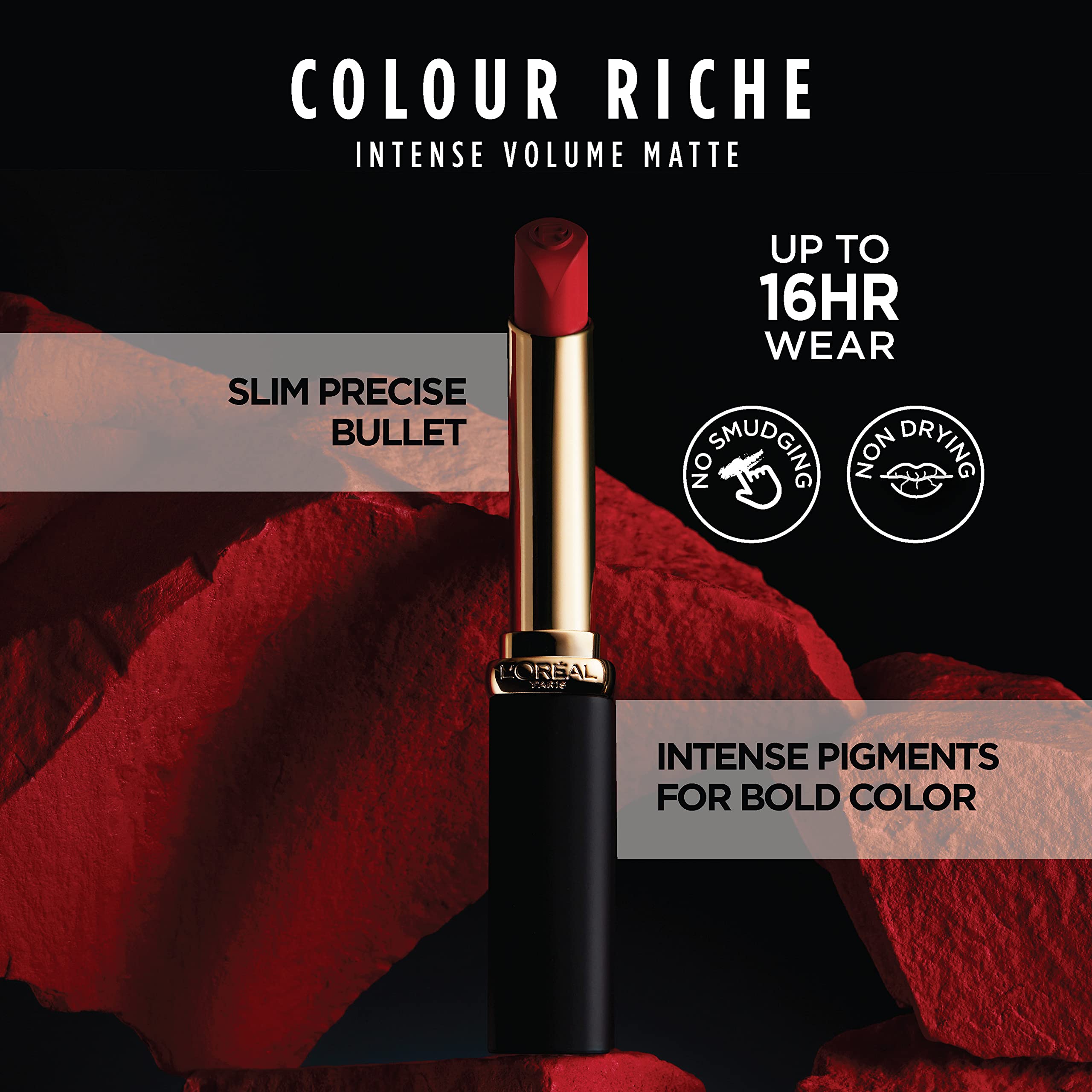 L'Oreal Paris Colour Riche Intense Volume Matte Lipstick, Lip Color Infused with Hyaluronic Acid for up to 16hr All Day Comfort, Le Nude Admirable, 0.06 Oz