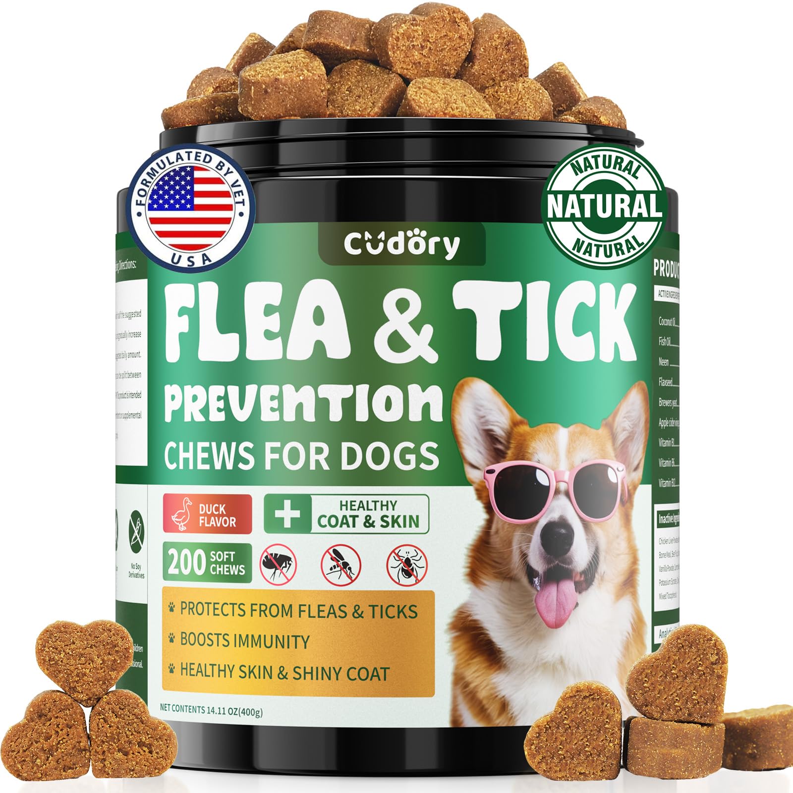 Flea and Tick Support Bundle for Cats & Dogs-400 Chews Natural Flea Tick Support for Pet All Breeds & Ages