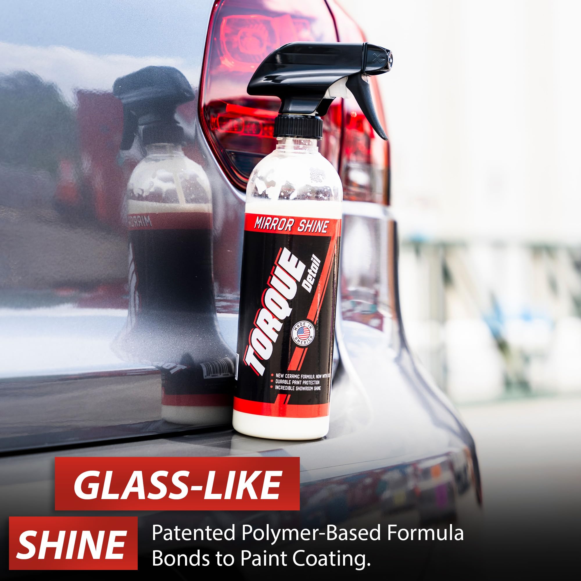 Mirror Shine - Super Gloss Ceramic Wax & Sealant Hybrid Spray by Torque Detail - Showroom Shine w/Professional Detailer Protection - Quickly Applies in Minutes, Each Coat Lasts Months - 16oz Bottle