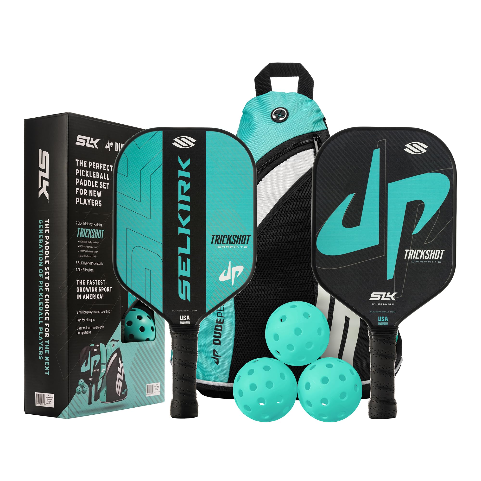 2024 Selkirk Dude Perfect Trickshot Pickleball Paddle Bundle | G4 Graphite Pickleball Paddle Face | Rev-Core+ Technology with SpinFlex Surface | Redesigned for Performance and Control |