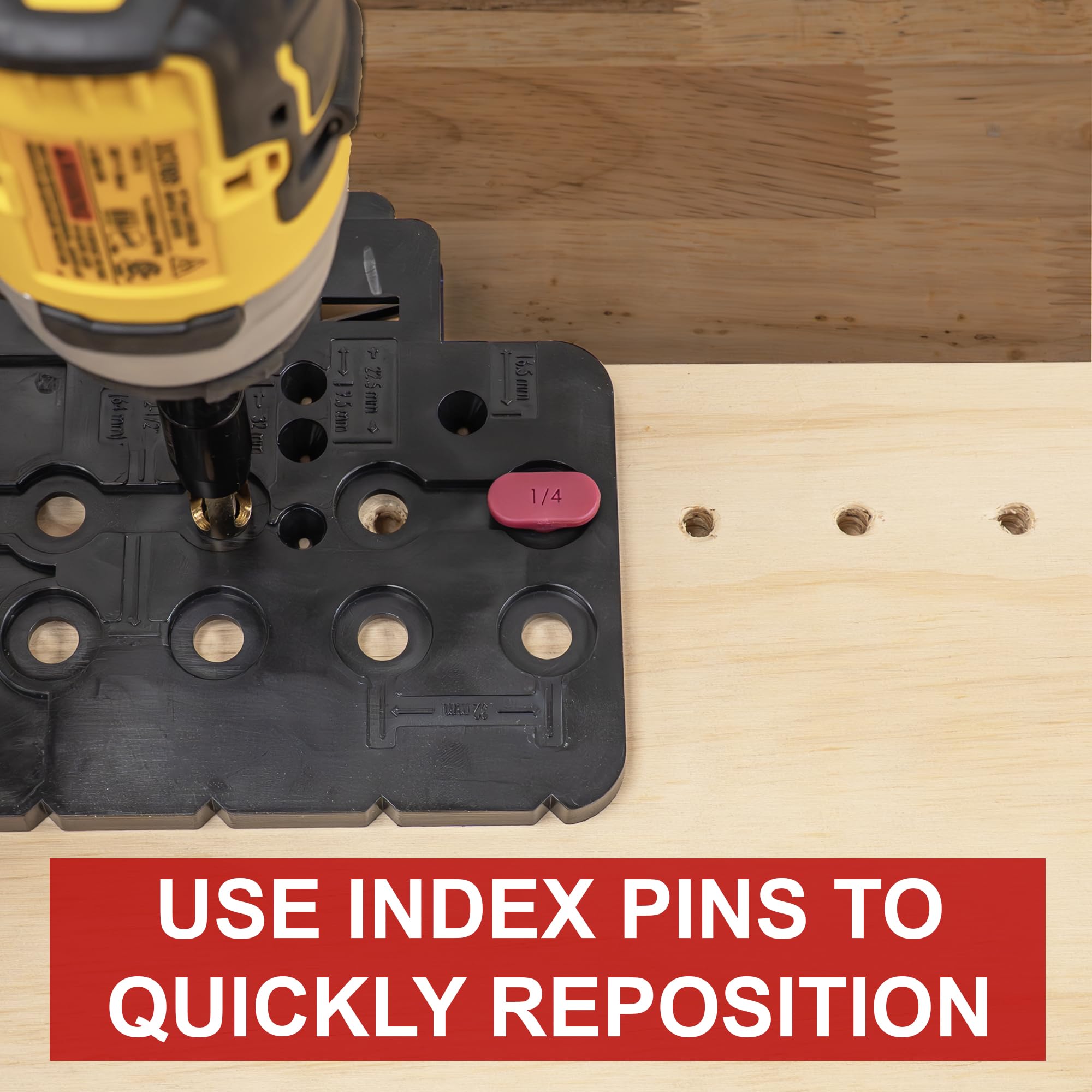 Milescraft 1316 Cabinet Mate Shelf Pin Jig - Shelf Pin Drilling Jig to Create Holes for Wobble Free Shelves. Cabinet Hardware Jig / Drill Guide for Straight Holes