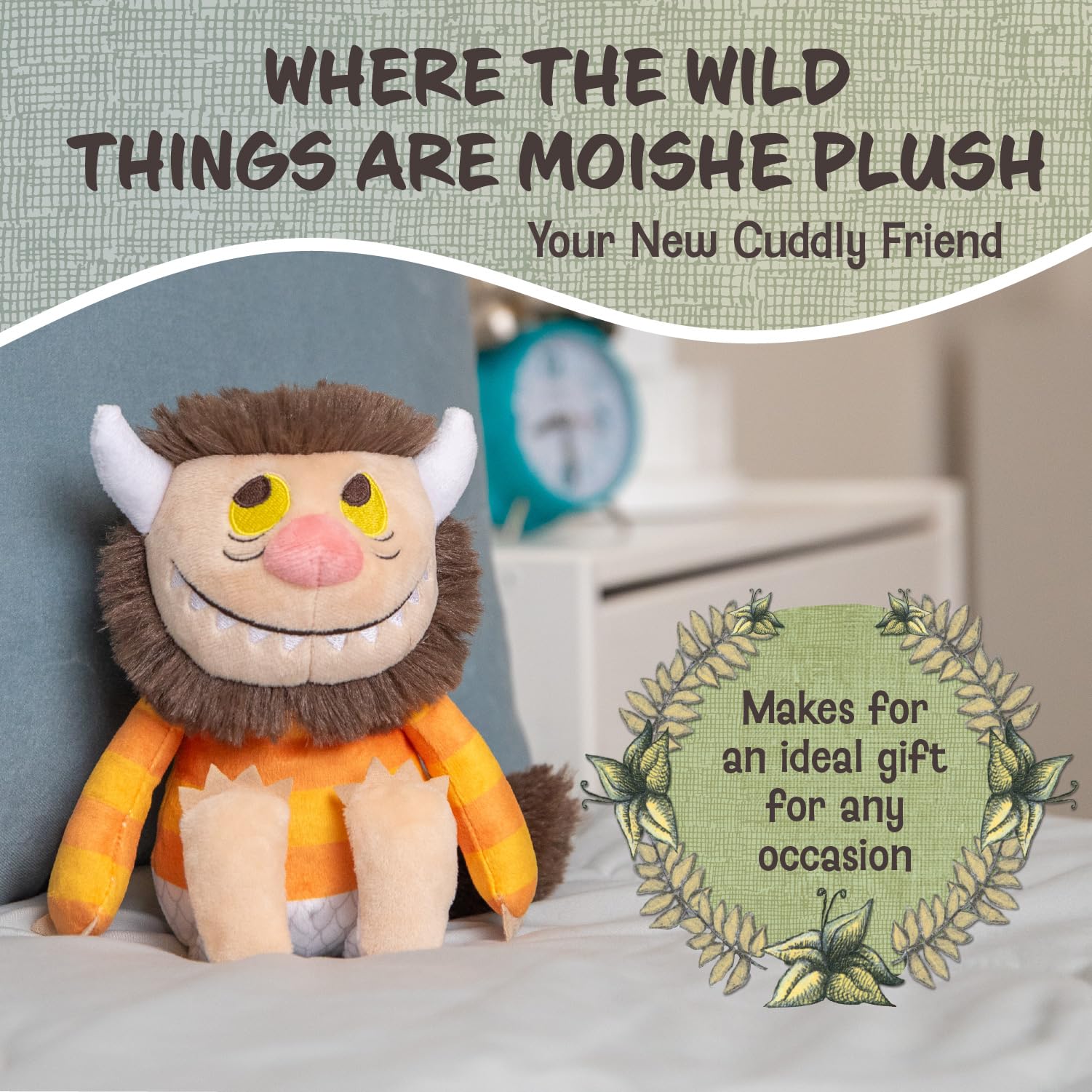 KIDS PREFERRED Where The Wild Things are Plush 9 Inch Moishe Monster Stuffed Animal with Crinkle Feet and Bean Filled Bottom