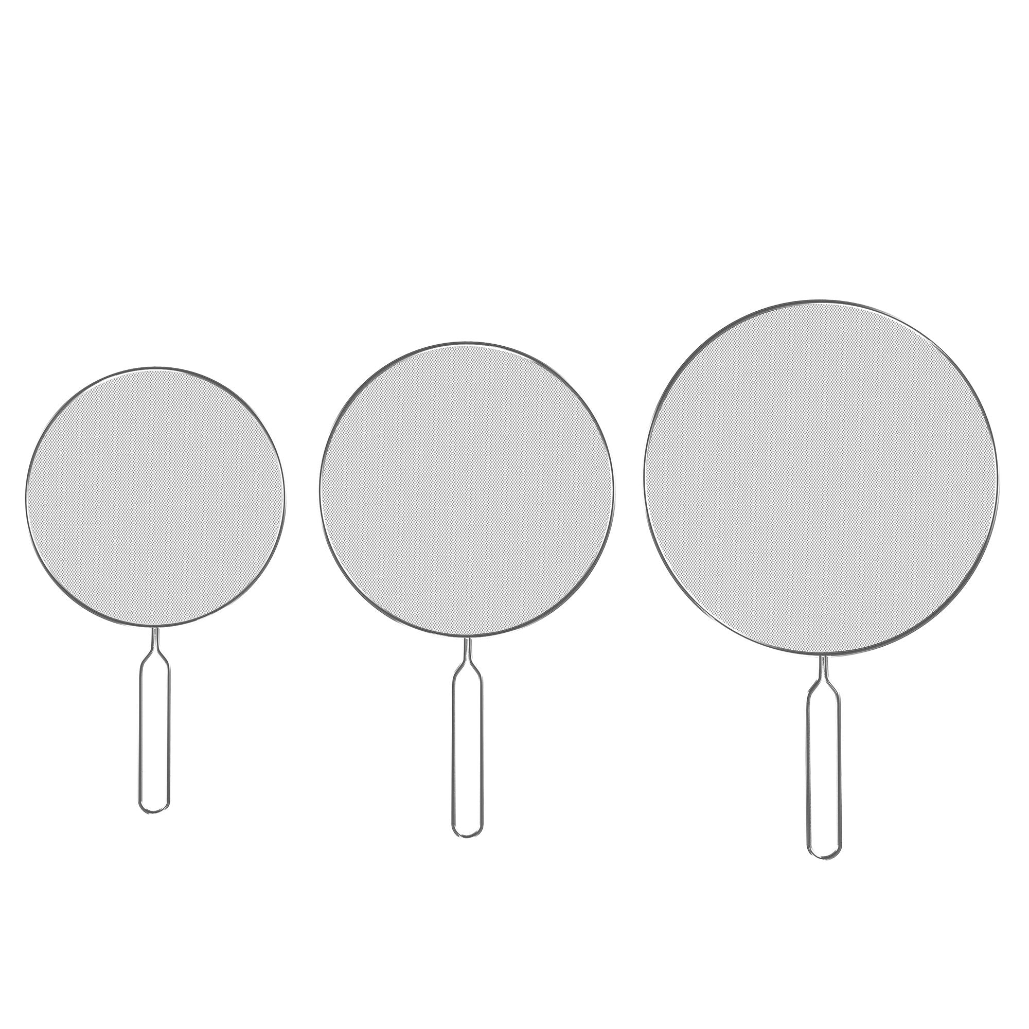 3-Piece Splatter Screen Set – Fine Mesh Stainless-Steel Grease Splatte