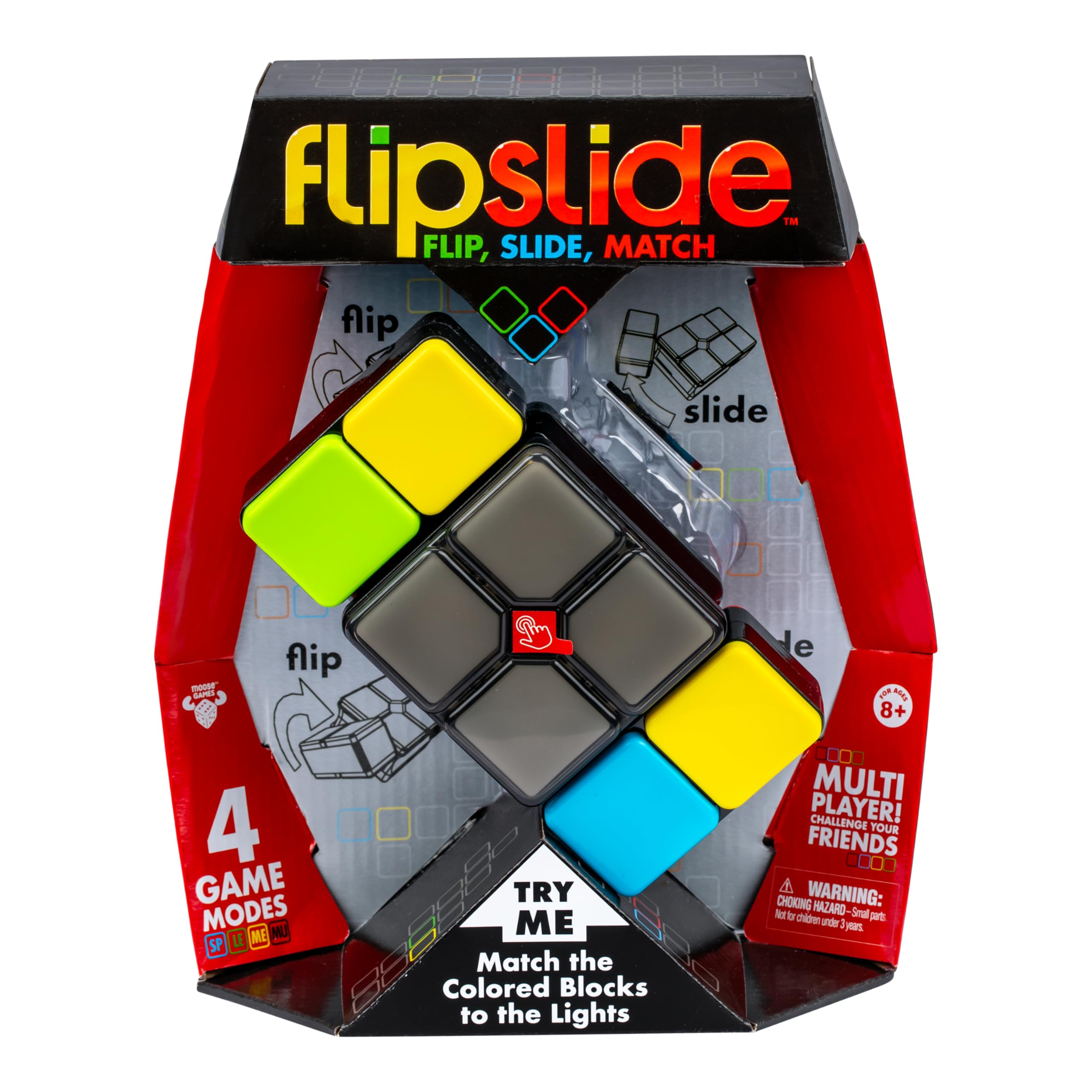 Flipslide Game - Electronic Handheld Game | Addictive Multiplayer Puzzle Game of Skill | Flip, Slide & Match Colors to Beat the Clock | 4 Thrilling Game Modes | Ages 8+ | Includes Batteries