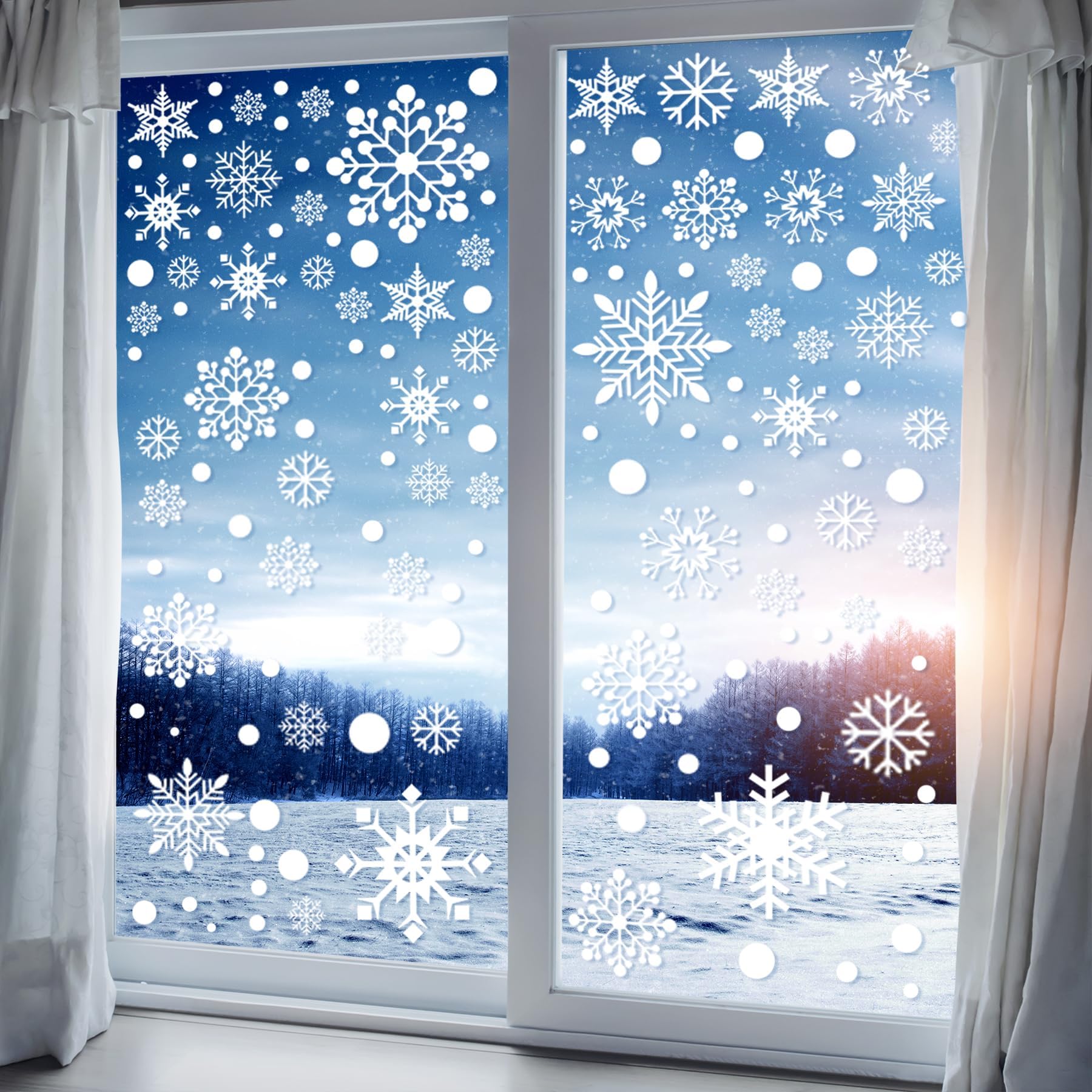 321pcs Christmas Window Clings for Glass Windows 9sheets Christmas Window Decals Snowflakes Christmas Decorations Christmas Window Stickers for Kids Holiday Window Clings Winter Decorations