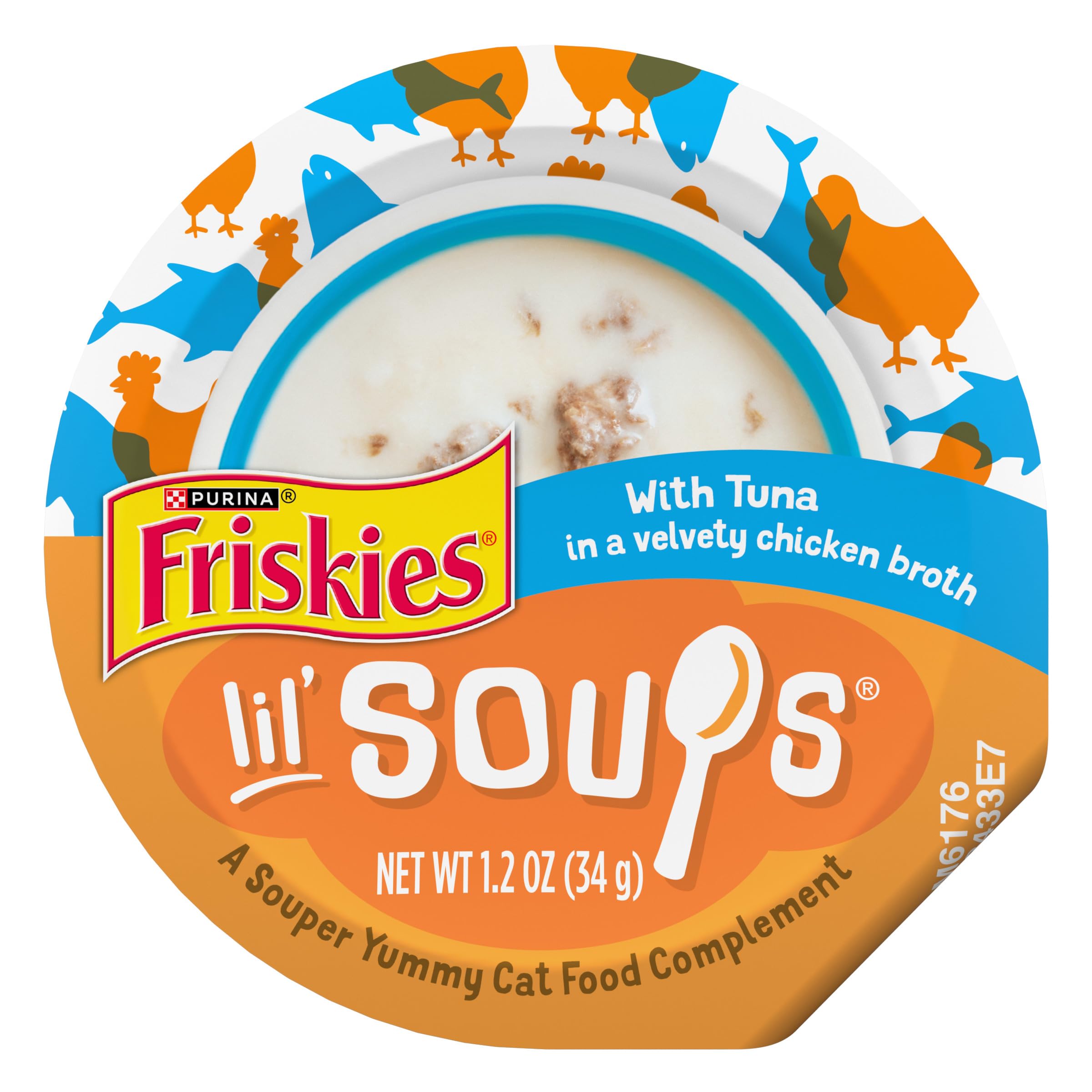 Purina Friskies Natural, Grain Free Lickable Cat Treats Lil’ Soups With Tuna in Chicken Broth - (Pack of 8) 1.2 oz. Cups