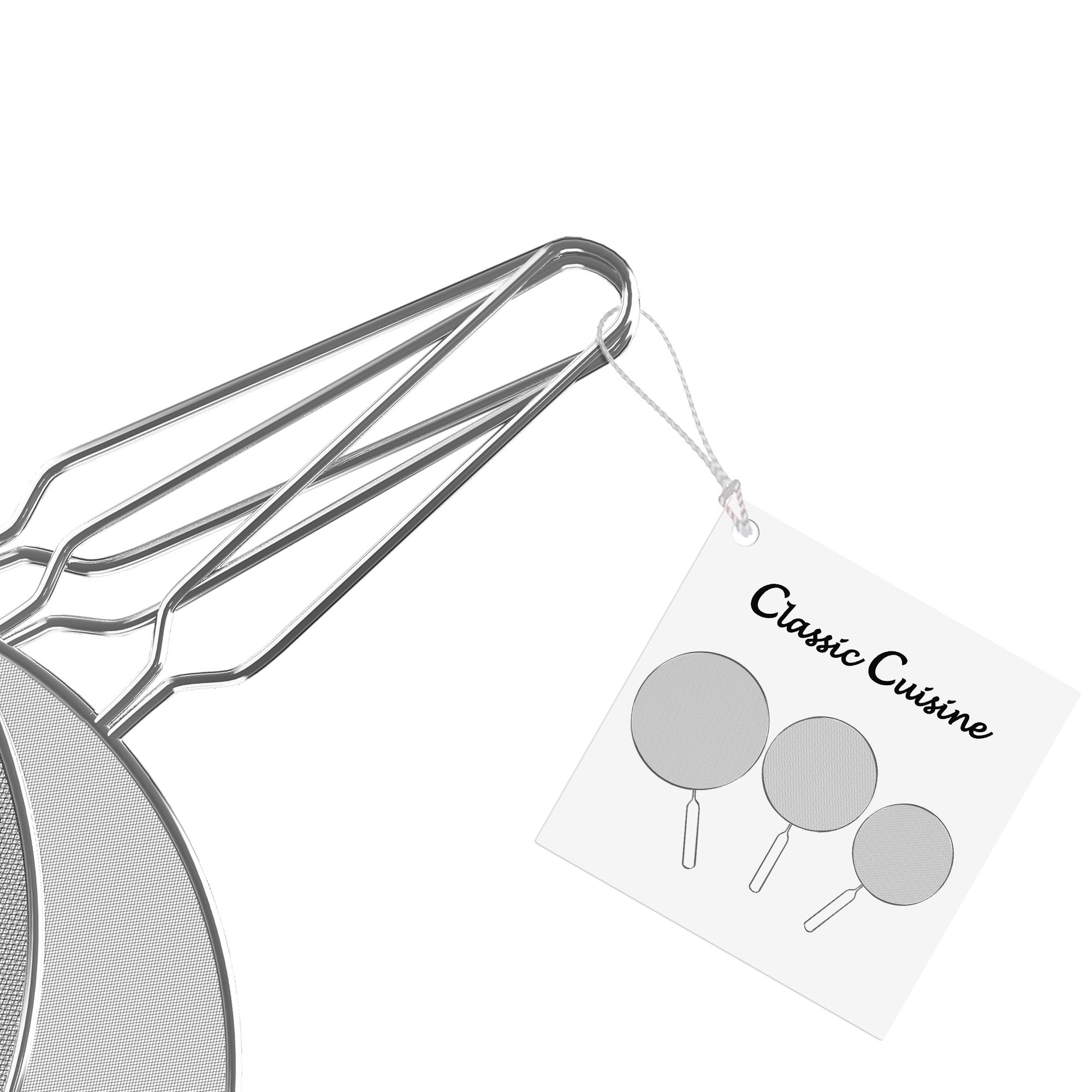 3-Piece Splatter Screen Set – Fine Mesh Stainless-Steel Grease Splatter Guard for Pots, Pans, and Skillets – Kitchen Gadgets by Classic Cuisine