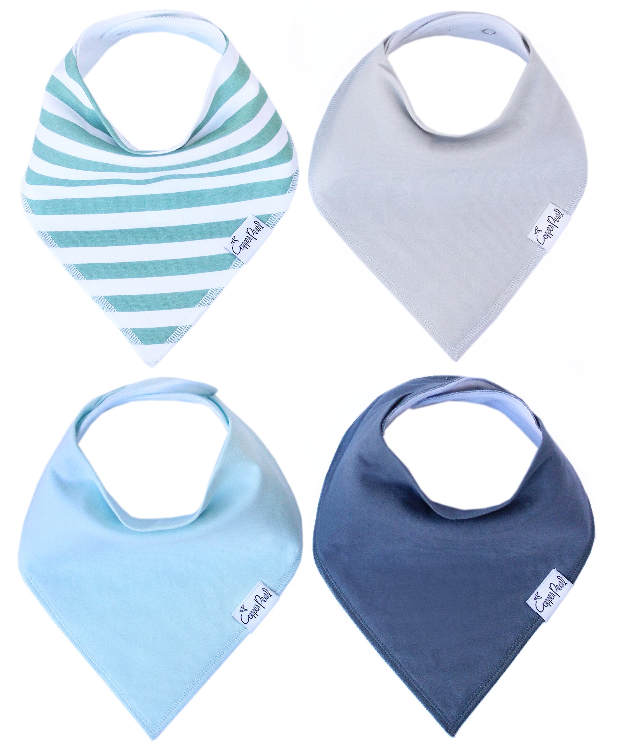 Copper Pearl Baby Bandana Bibs - 4 Pack Soft Cotton Baby Bibs for Drooling and Teething, Absorbent Drool Bibs for Baby Girl and Boy, Adjustable to Fit Newborns to Toddlers, Tons of Styles (Oxford)