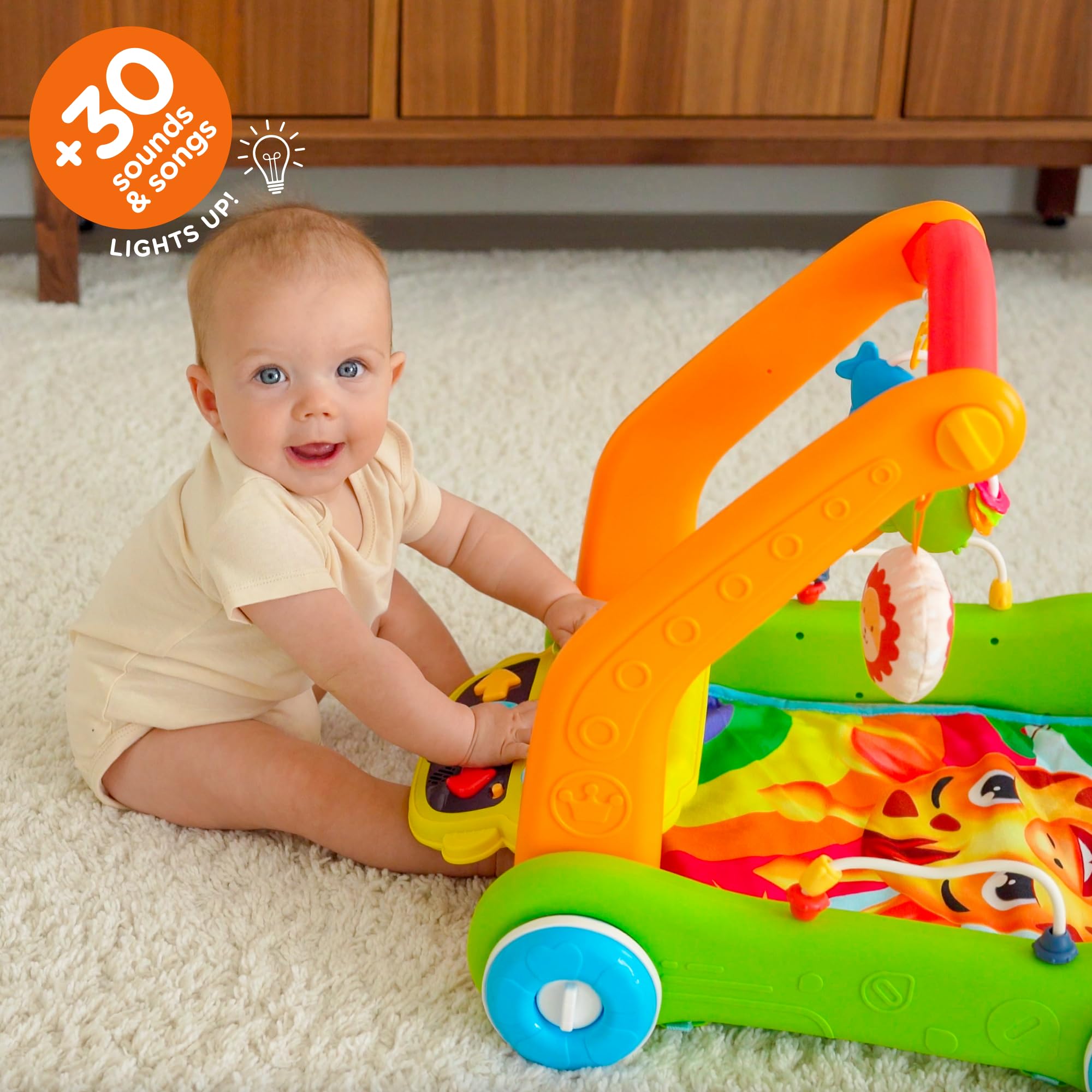 Move2Play, 4-in-1 Baby Play Mat & Activity Center Gym | Walker | Infant Toy for Tummy Time | Christmas Gift for 3, 4, 5, 6, 7, 8, 9, 10, 12 + Month Old Boys & Girls