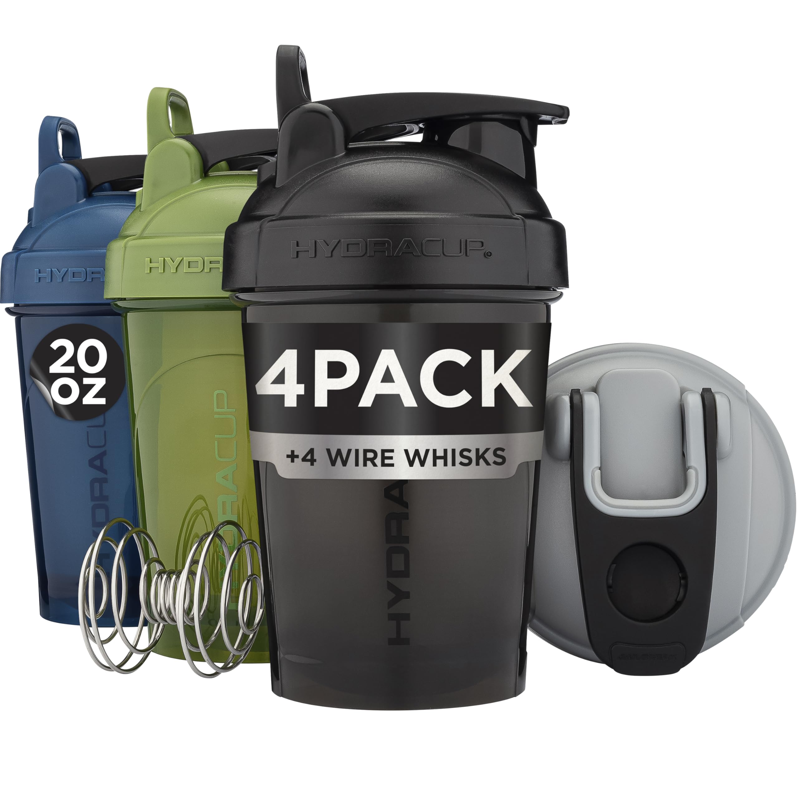 Hydra Cup - 4 PACK- 20 OZ Protein Shaker Bottles for Protein Mixes, Shaker Cups for Protein Shakes, Small Shaker Bottle Pack, Shaker Cup, Shakers for protein Shakes
