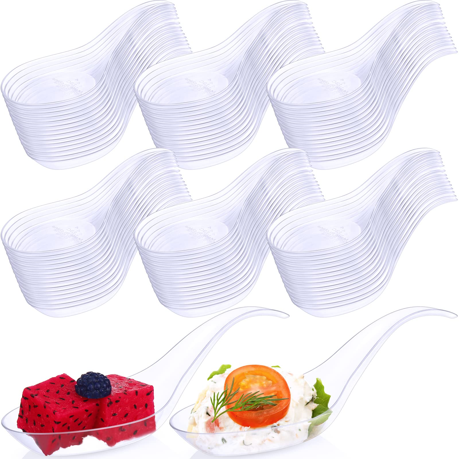 Gandeer 400 Pcs Plastic Spoons, Disposable Mini Tasting Desserts Ice Cream Sample Spoons Bulk, Clear Appetizer Plates for Soup Sushi Pudding Party Wedding 4. 72 x 0. 98 Inch