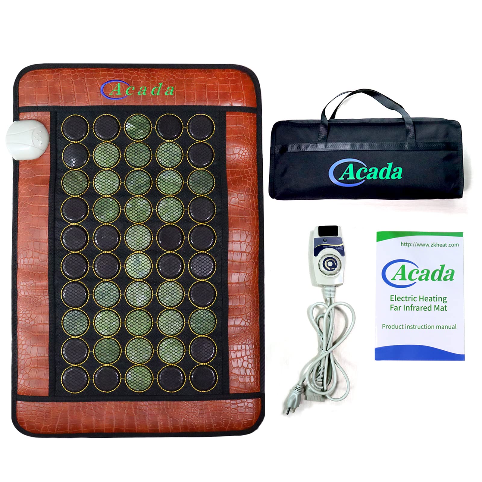 ACADA Jade Infrared Heating Pads for Back Bio Mats Far Infrared Heating Pads with Natural Jade and Tourmaline Negative Ion Mat Deep Warms Your Whole Back Shoulders and Neck 23.7" x 15.8"