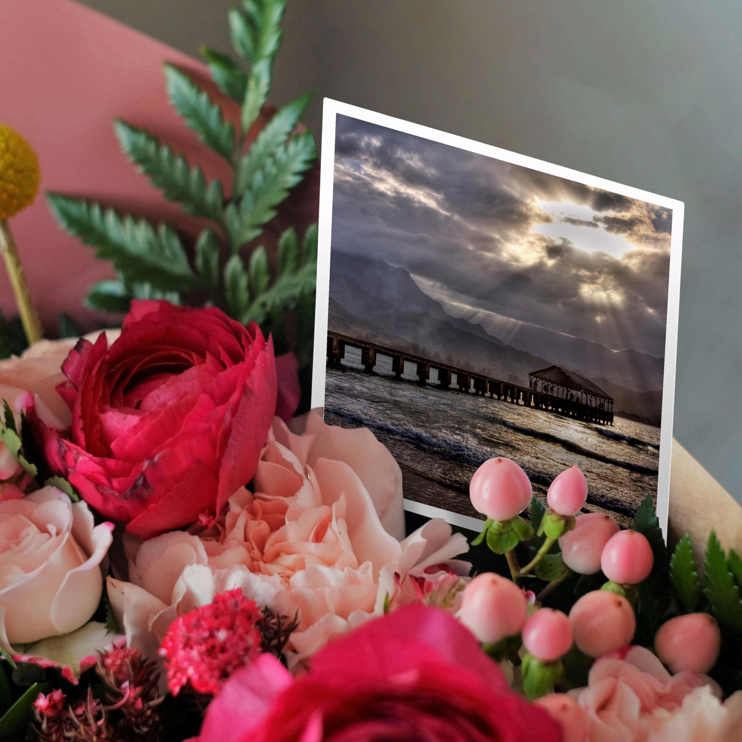 3dRose Greeting Card - Hawaii, Kauai, Hanalei, Hanalei Pier at Sunset - Kauai