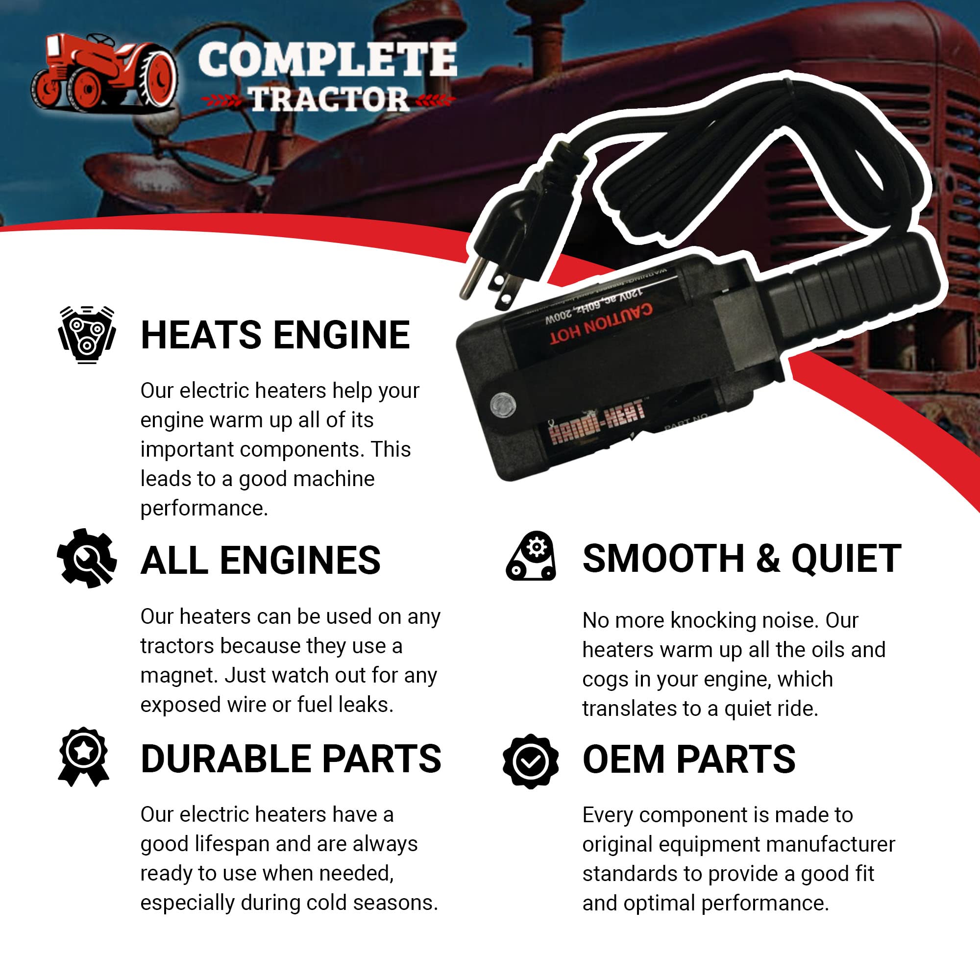 Complete Tractor 3009-1000 Magnetic Heater 200 Watt 110V 300-400 Degrees- 8 Sq. Inch Surface