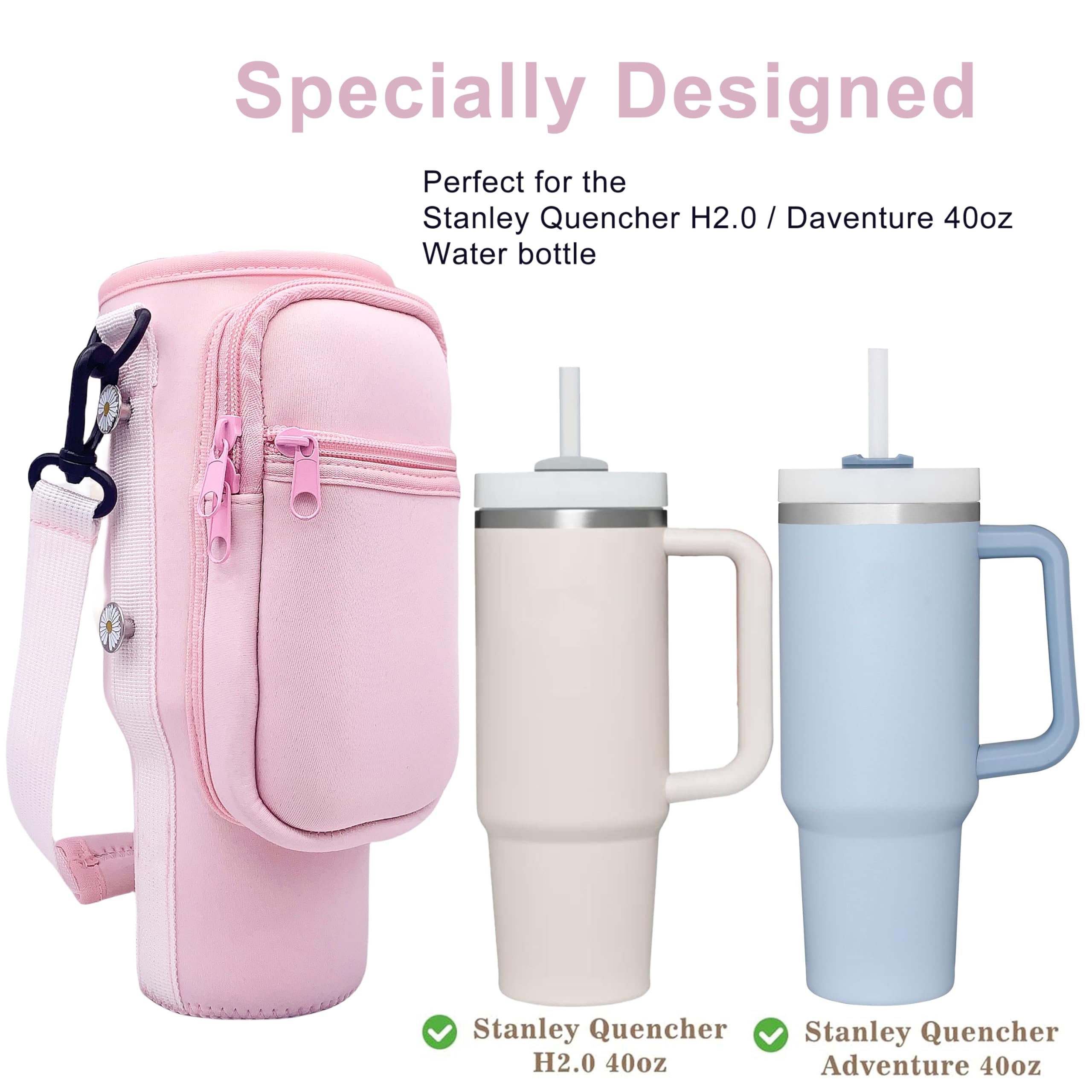 dtylean Bogg Bag Stanley Cup Holder with Pouch, Compatible with Bogg Bag/Simply Southern Totes Accessories (Pink)