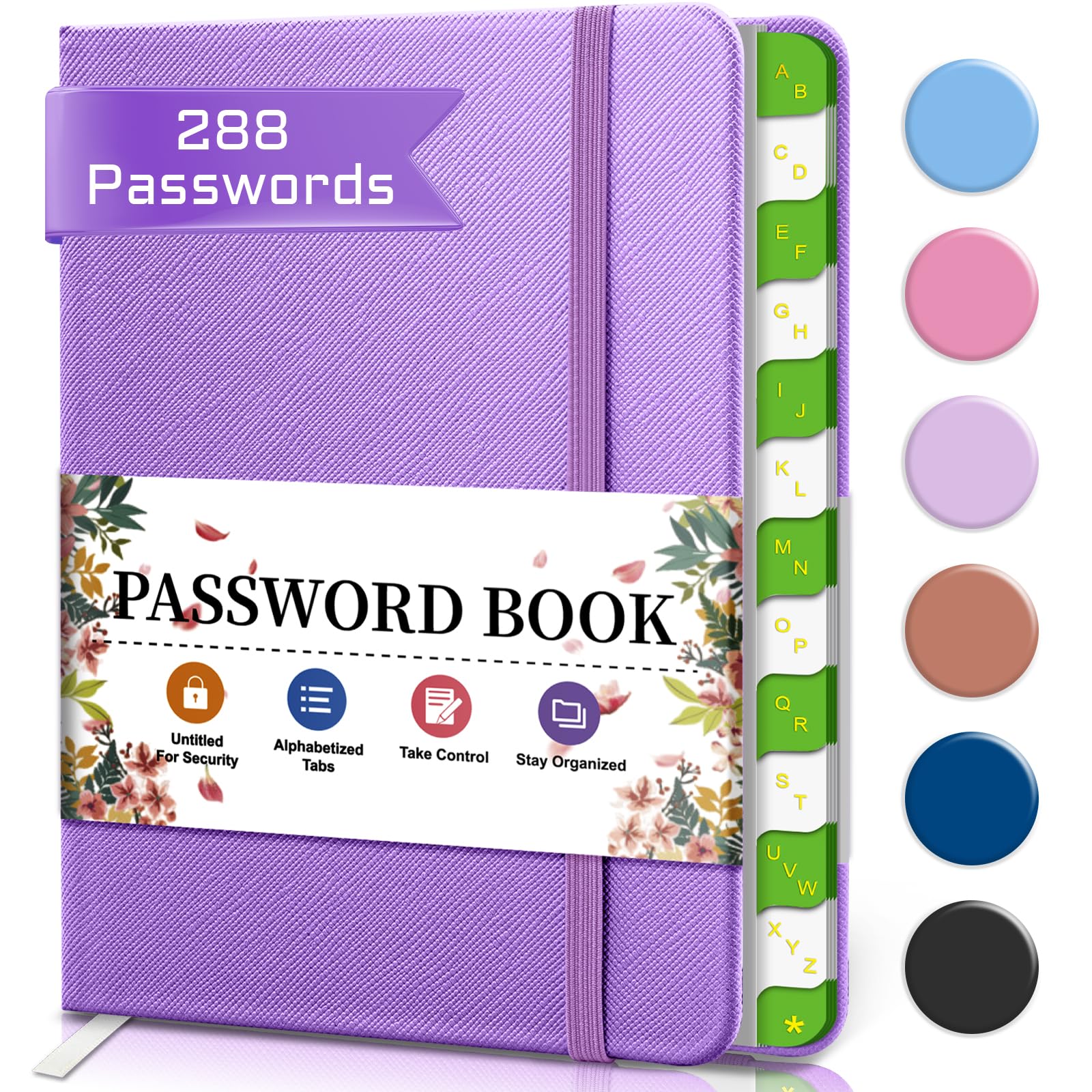 Password Keeper Book – Internet Password Book with Alphabetical Tabs, Portable Password Book for Seniors, Perfect Pocket Size 6.1 * 4.7” Small Password Book for Your Password Management – Purple