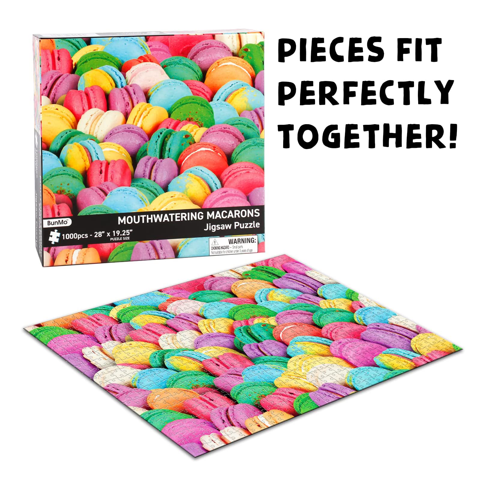 BunMo Puzzle - Mouthwatering Macarons - Unique 1000 Piece Puzzle for Adults