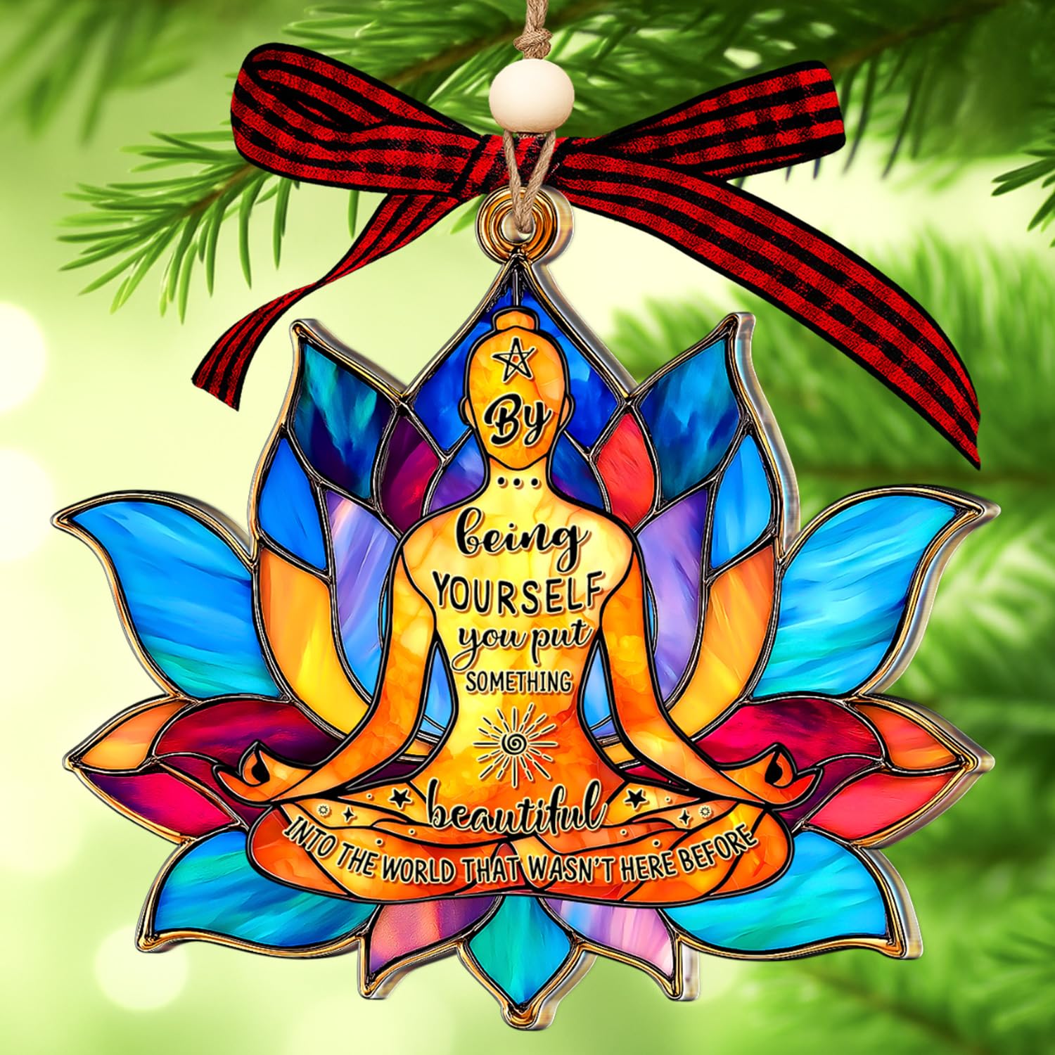 Yoga Ornament for Christmas Tree 2025 - Yoga Lover Ornaments - Acrylic Suncatcher Ornament for Meditation, Zen Decor, Self Care, Christmas Yogas Gifts 2025