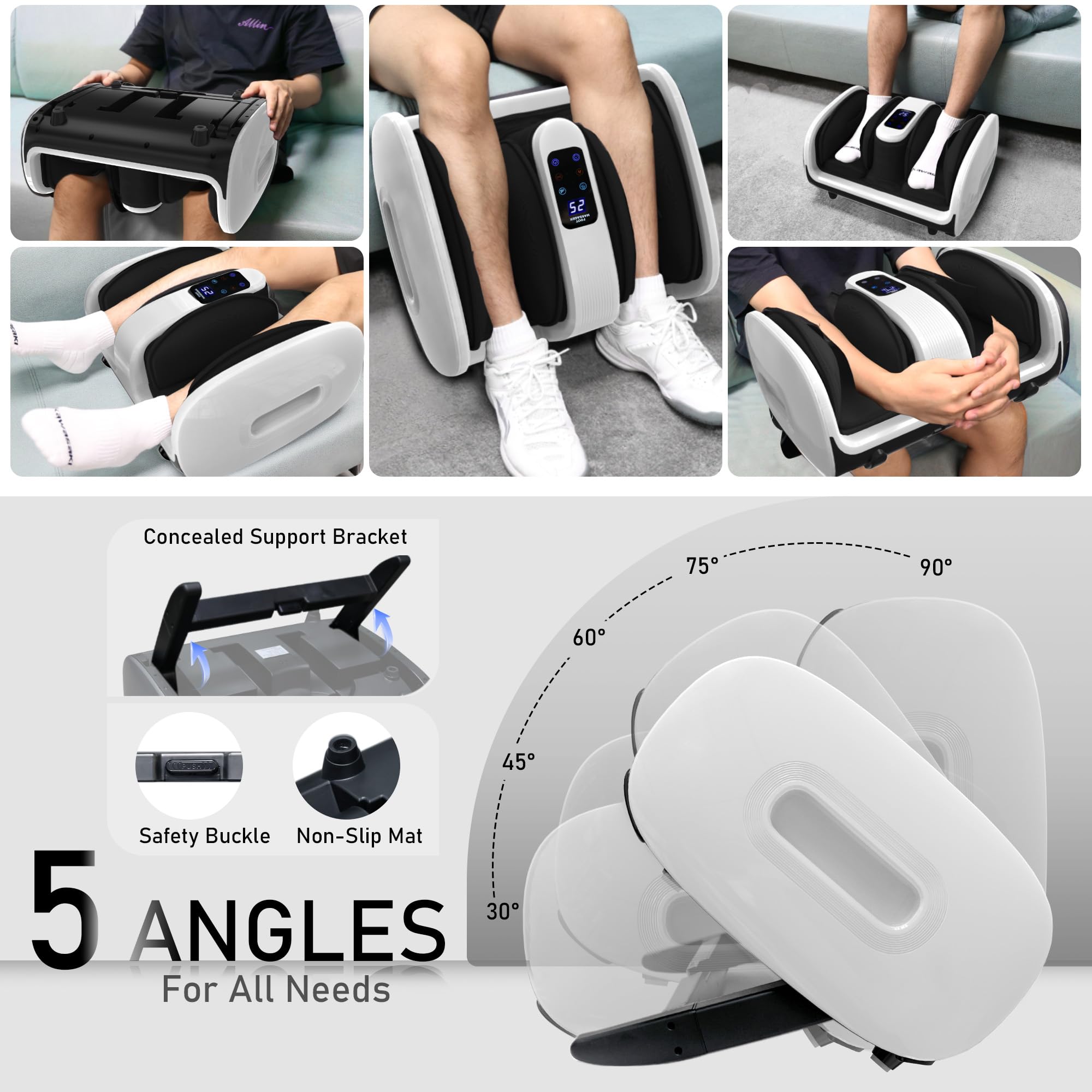 SUMELL Foot Massager with Heat & Ice Therapy-FSA HSA Eligible-Shiatsu Foot Massager for Neuropathy, Circulation, Plantar Fasciitis Pain Relief-Deep Kneading Rolling, Gel Packs+Footmuffs Offered-White