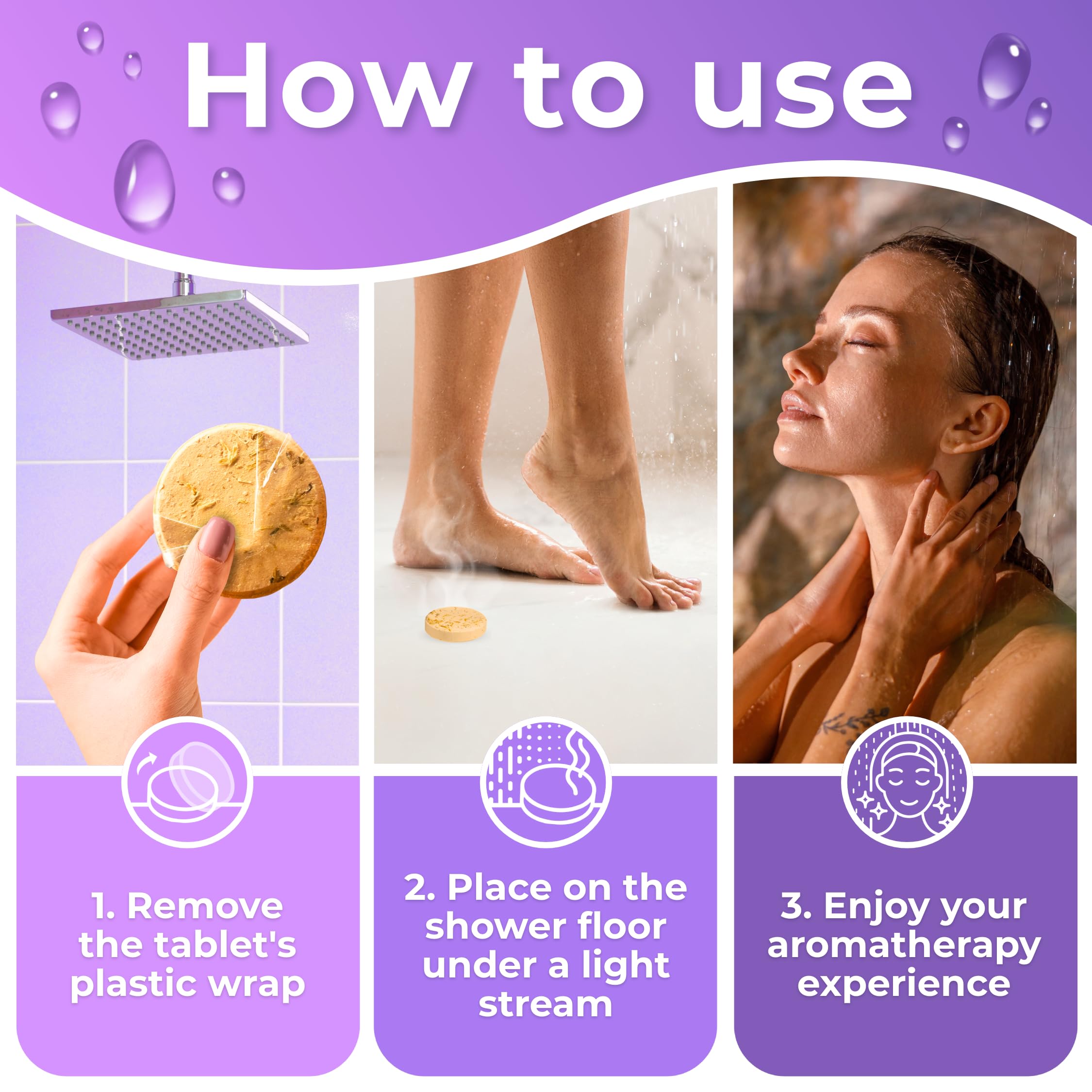 Cleverfy Shower Steamers Aromatherapy - Christmas Gifts for Women and Stocking Stuffers for Adults and Teens. Box of 6 Premium Self Care Shower Bombs with Essential Oils. Purple Set