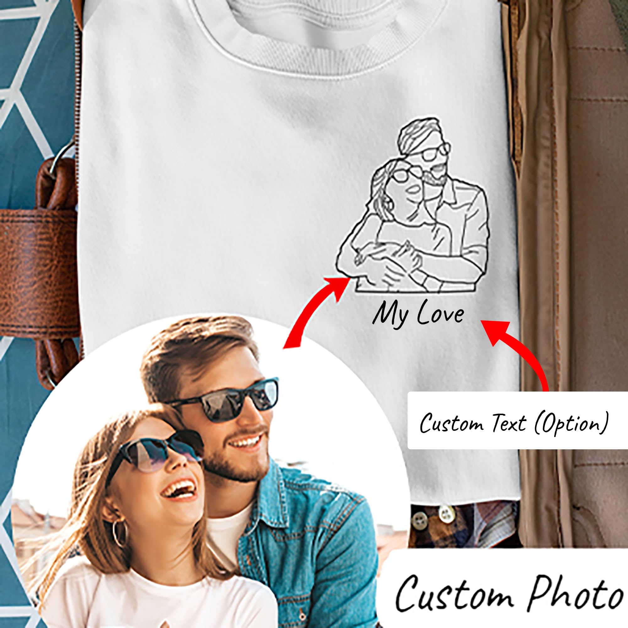 Famiheart Custom Hoodies Design Your Own, T-shirts Portrait From Photo, Valentines Day Customized Gifts For Boyfriend, Men, Sweatshirt Christmas