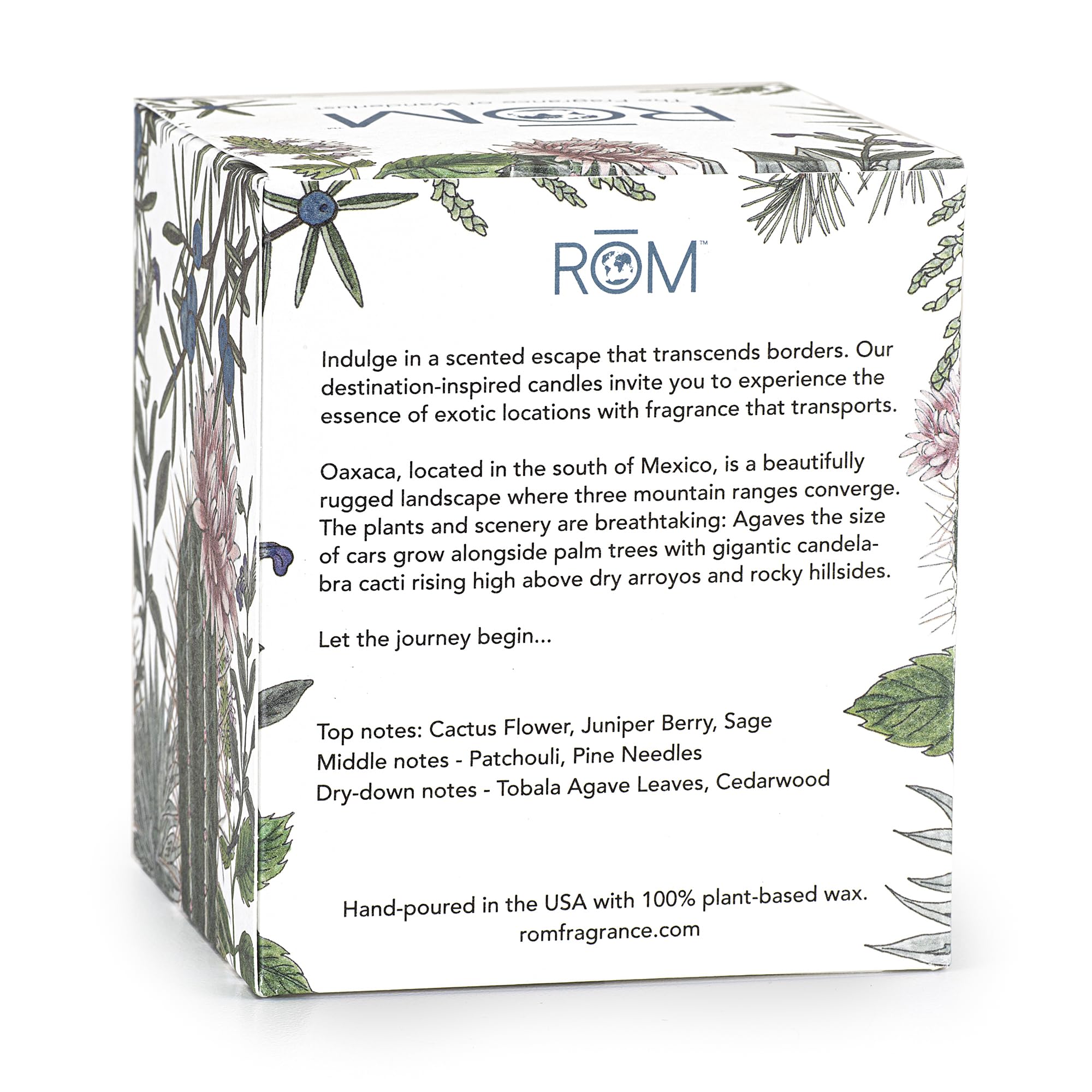 Generic RŌM Luxury Candle, Travel-Inspired, Glass Jar Scented Candle & Box, Plant Based-Soy Wax, Gift Candle for Home, Oaxaca