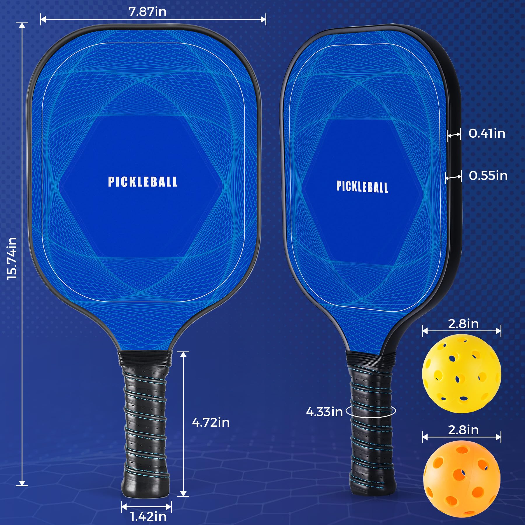 U-pick 2024 Pickleball Paddle, Lightweight Fiberglass Surface Racket with Pickleball Bag & Pickleball Balls, Easy Control Pickleball Paddles Set of 2 for Pros, Beginners, Kids, Men, Women