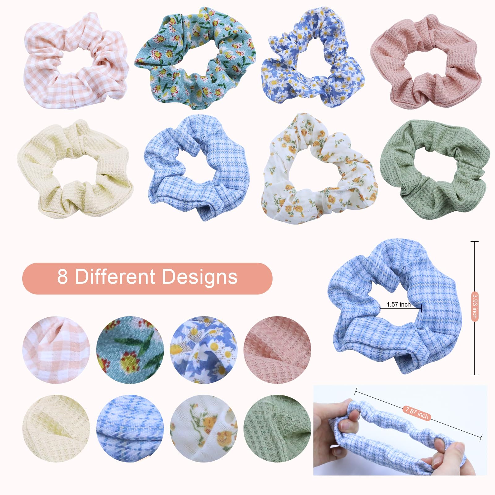 8 Buns in Light, Soft and Stretchy Women's Buns,hair scrunchies Thick Hair Ties, Thin Hair Ties for Hair,Non-Wrinkle and Non-Breakage Hair Ties.