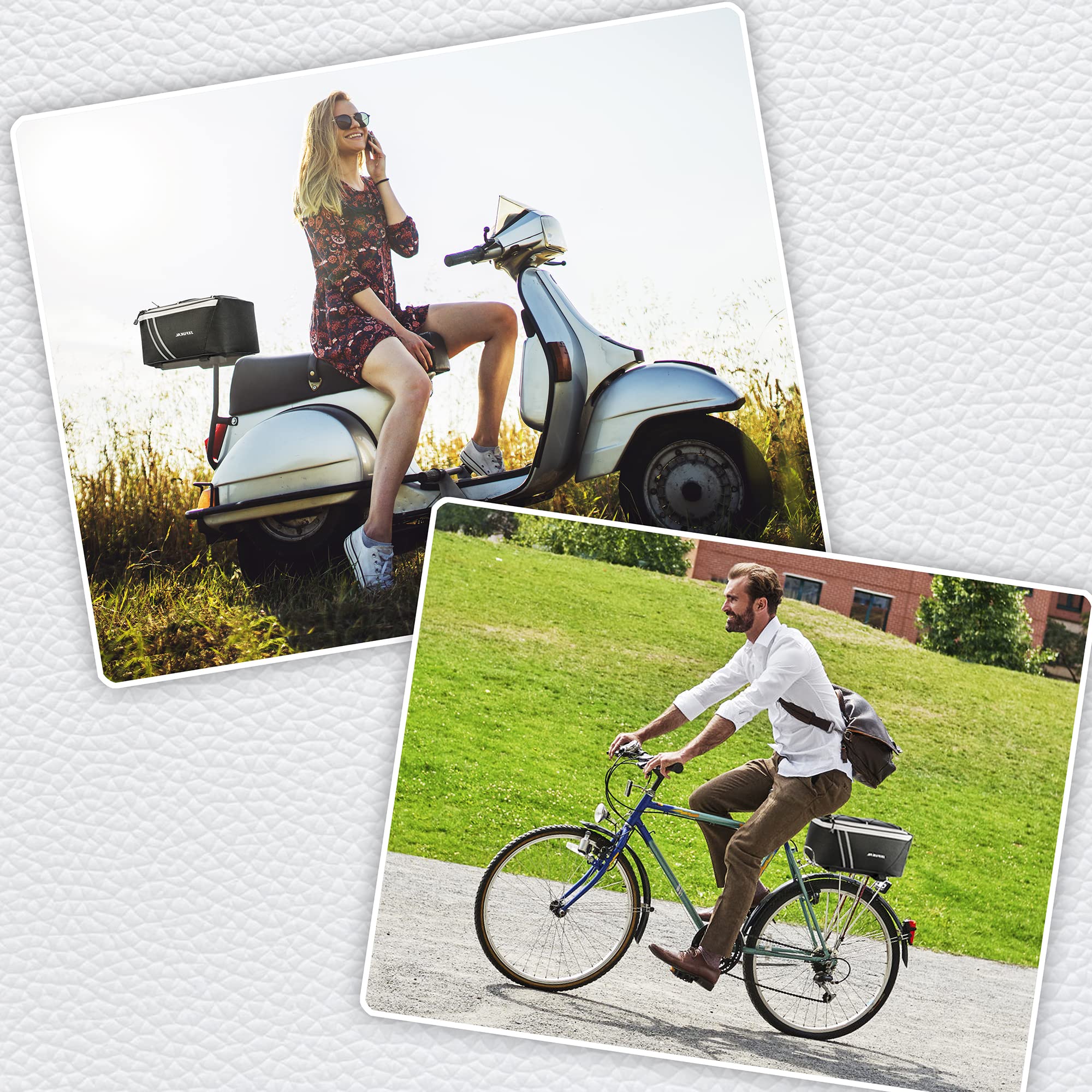 JXFUKAL Rear Bike Rack Bag with Rain Cover, 7L/9L/10L/12L Waterproof Bicycle Ebike Saddle Bag Cycling Pannier Trunk Carrier with Reflector & Adjustable Cord for Commuter Travel Outdoor