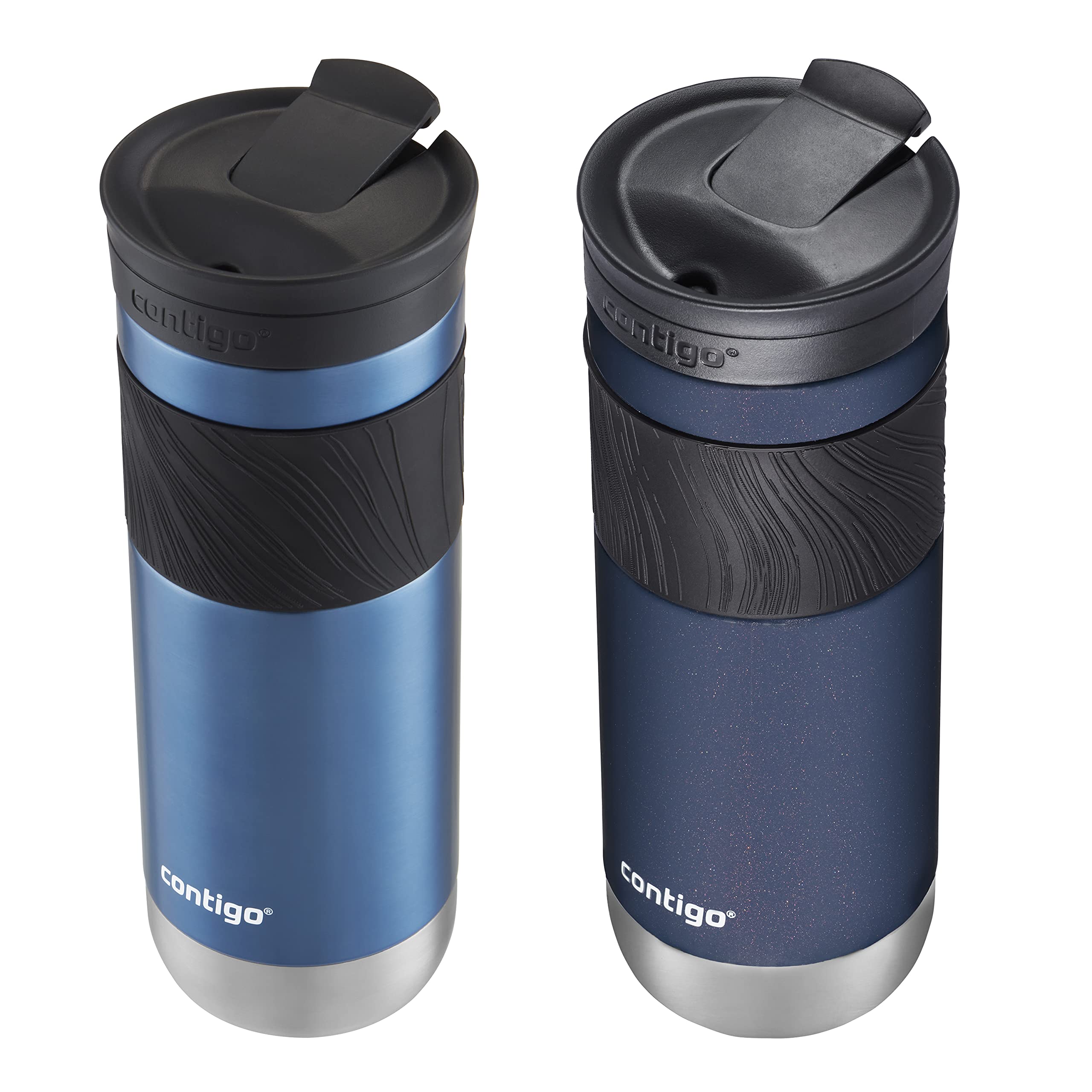 Contigo SNAPSEAL Insulated Stainless Steel Travel Mug with Grip, 20oz., Blue Corn Transparent Satin & Midnight Berry