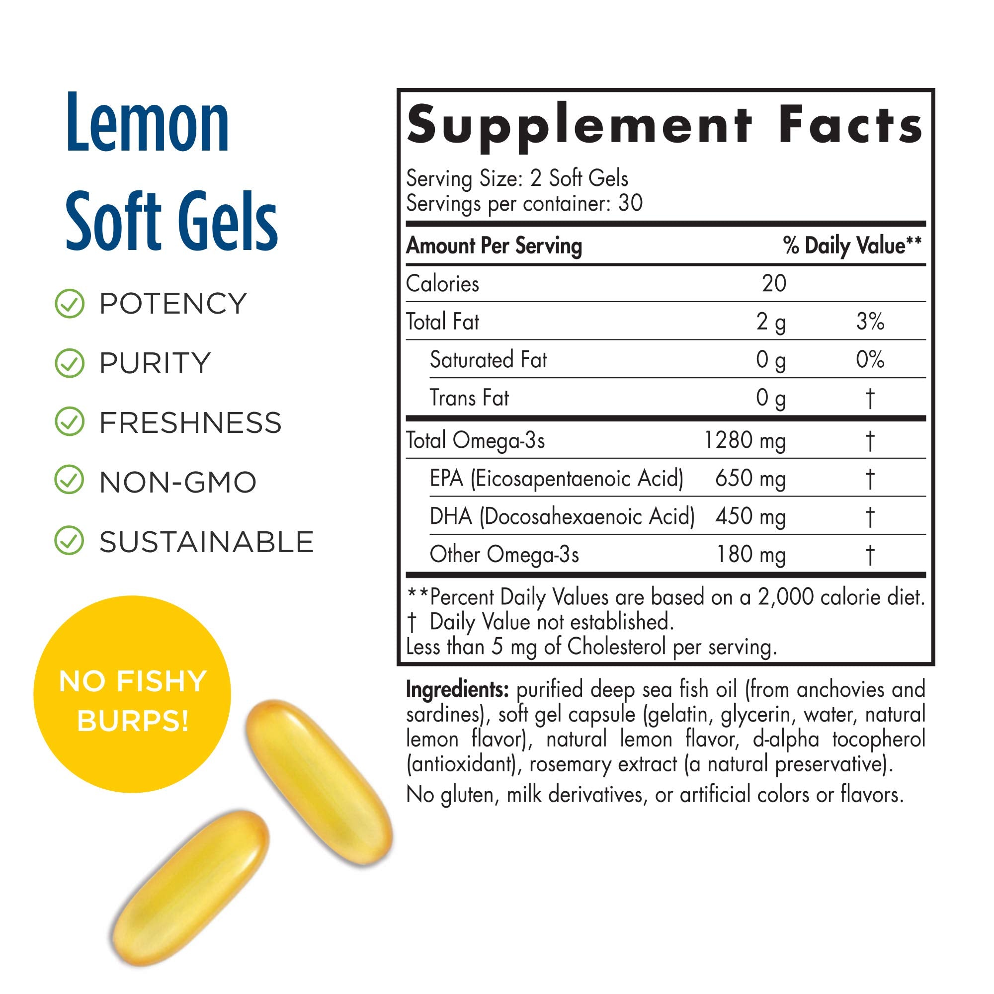 Nordic Naturals ProOmega, Lemon Flavor - 60 Soft Gels - 1280 mg Omega-3 - High Potency Fish Oil with EPA & DHA - Promotes Brain, Eye, Heart, & Immune Health - Non-GMO - 30 Servings