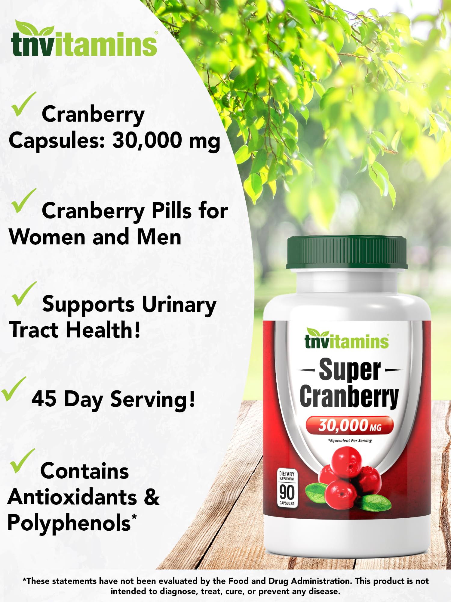 Cranberry Pills for Women & Men (30,000 MG x 90 Capsules) | Supports Urinary Tract Health* | Cranberry Concentrate Supplement | Bladder & Kidney Support* | Supports Women's Health* | Antioxidants