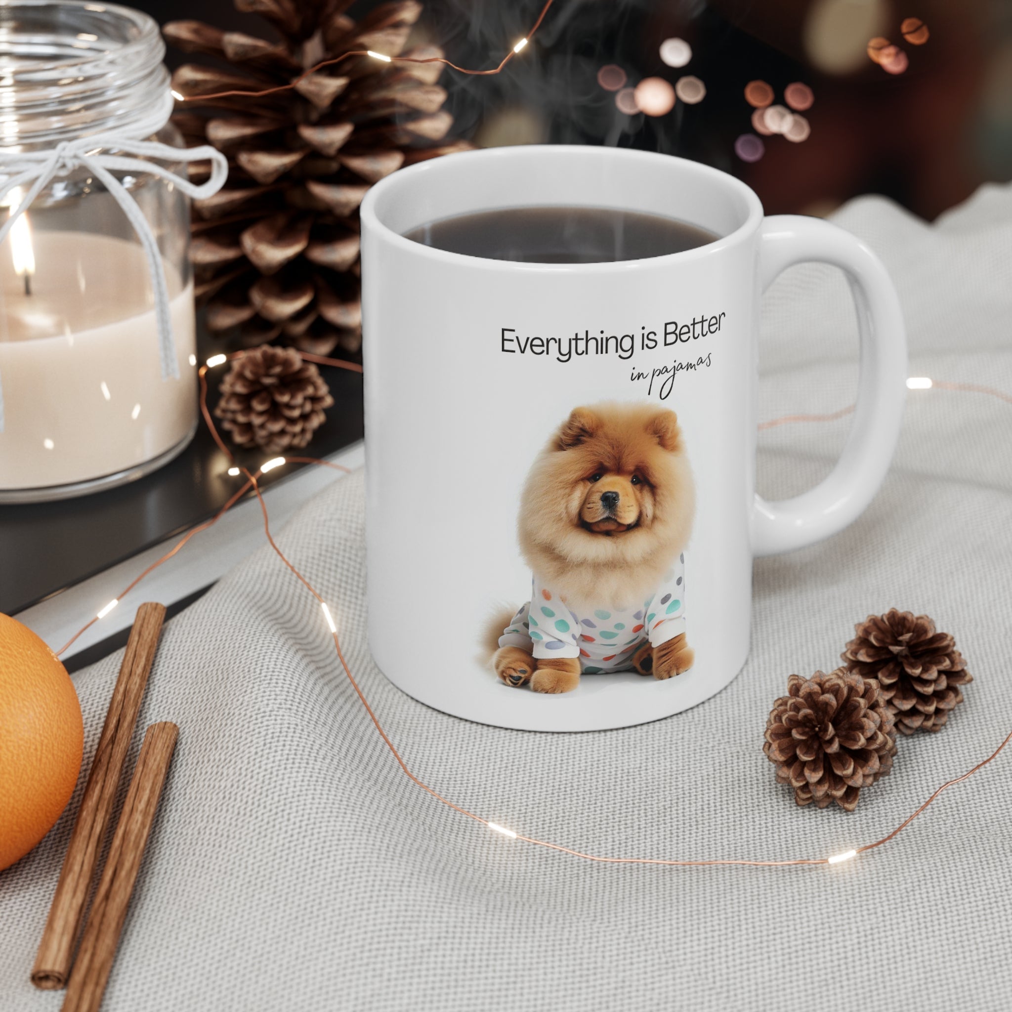 Fluffy Chow Chow in Pajamas Mug