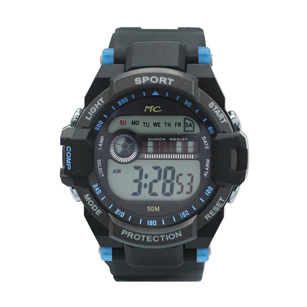 Montres Carlo Blue Digital 50 Meter LCD Watch, Peavine