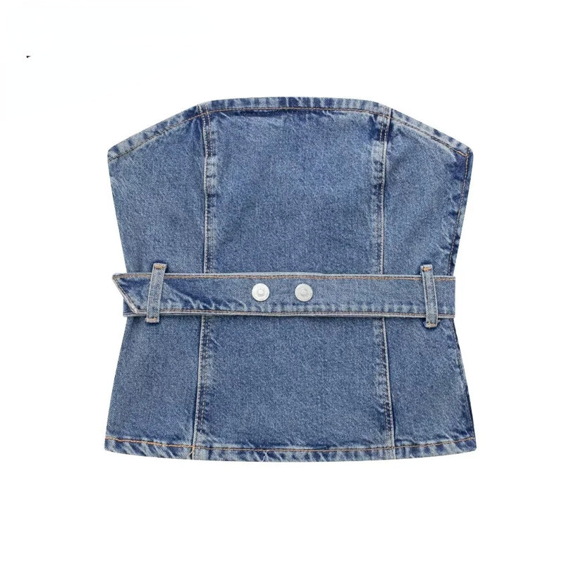 Blue Denim Corset Top