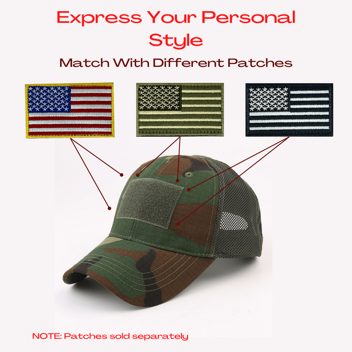 Tactical-Style Patch Hat with Adjustable Strap