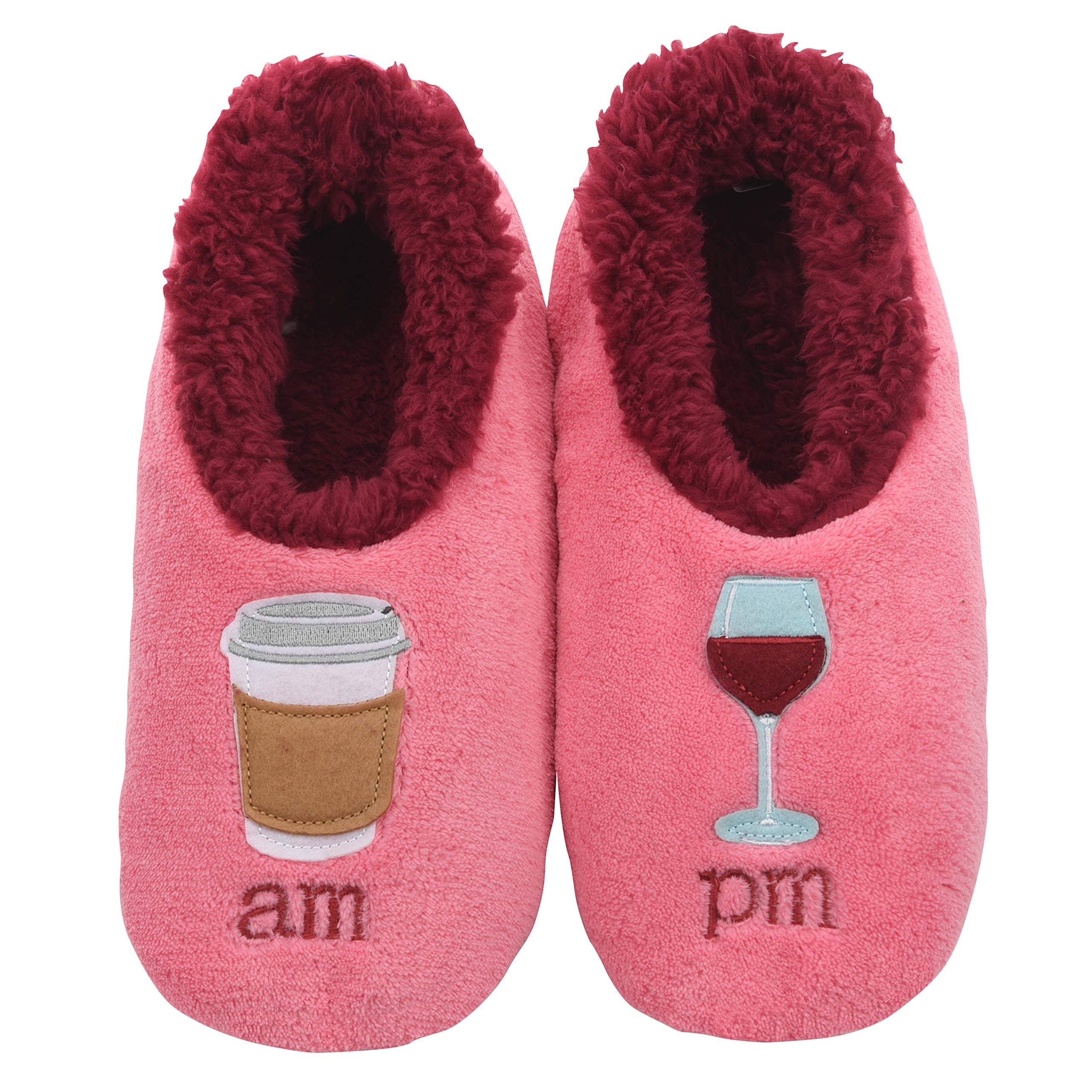 Snoozies Coffee Slipper Socks for Women Cute Gifts and Fun House Slippers with Soft Sherpa Lining and Grips |AMPM-Medium