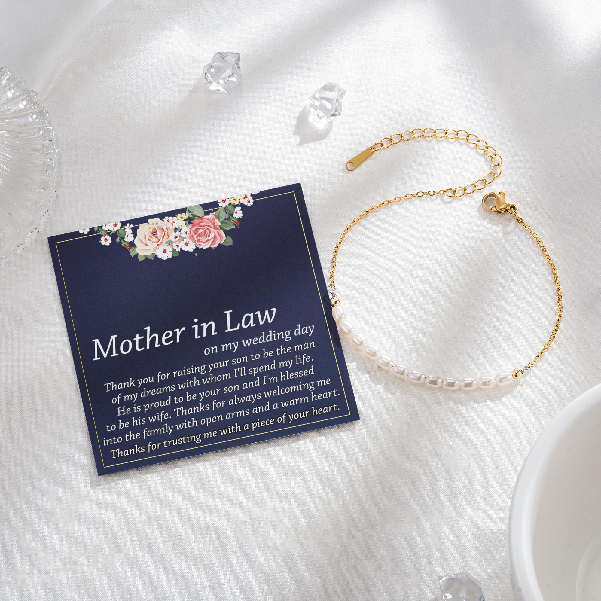 Tarsus Mother in Law Bracelet, Mother of the Groom Gifts from Bride, Pearl Jewelry Wedding Day Gifts for Mother in Law from Daughter in Law