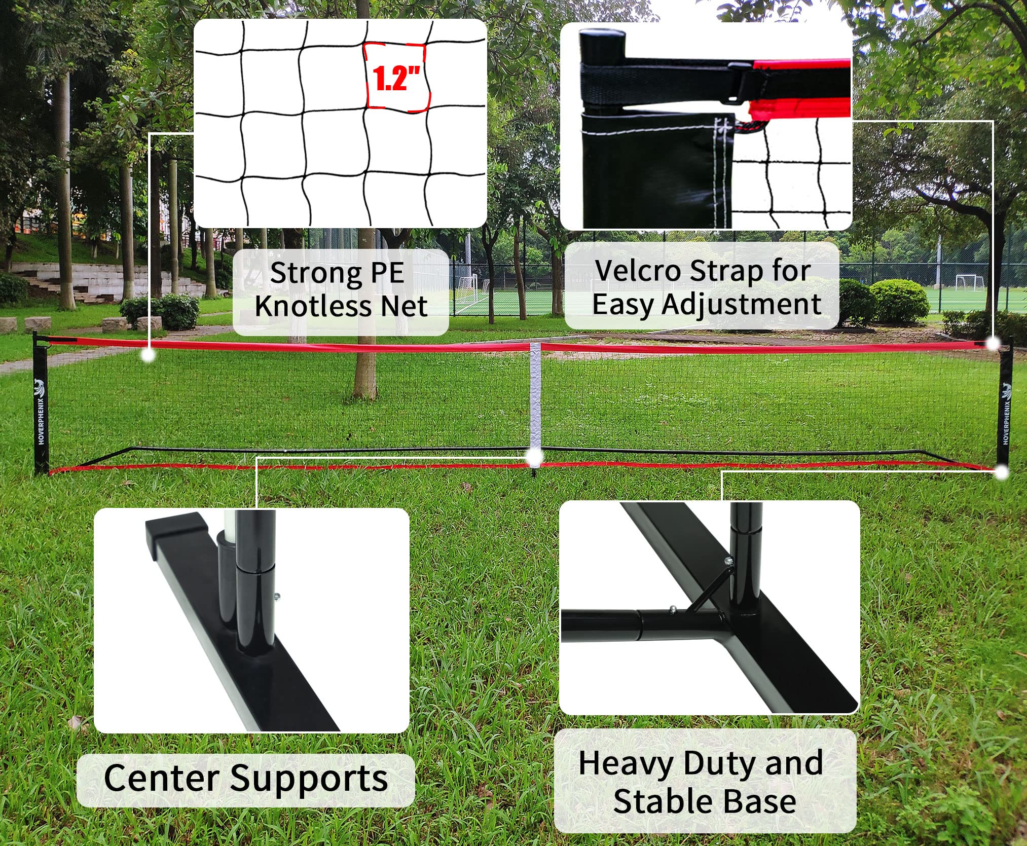 Hoverphenix Driveway Portable Pickleball Set with Paddles, Balls, Carry Bag, and Weather Resistant Net System