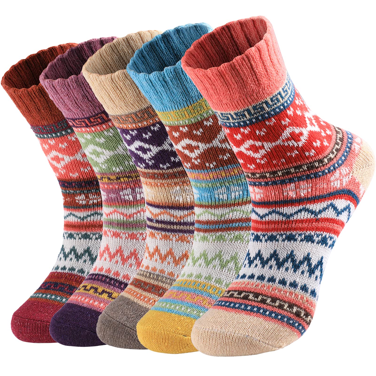 Pleneal 5 Pack Wool Socks for Women - Womens Wool Socks Winter Socks for Women, Warm Thick Soft Wool Socks, Boot Socks for Women