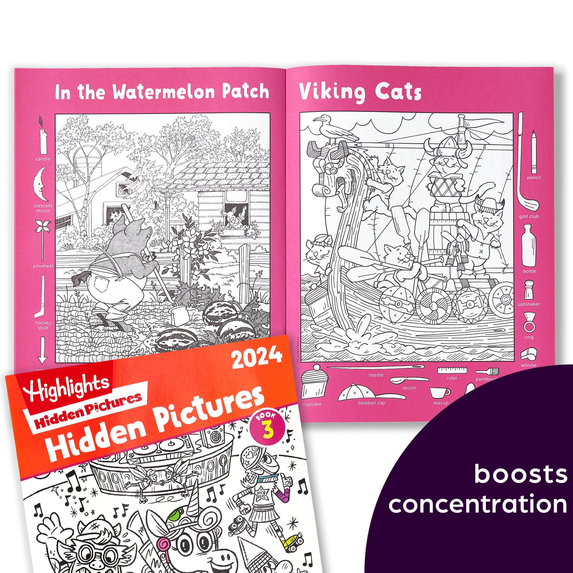 Highlights Hidden Pictures 2024 Activity Books for Kids Ages 6 and Up, 4-Book Set of Travel-Friendly Screen Free Seek and Find Fun, Books Double as Coloring Books