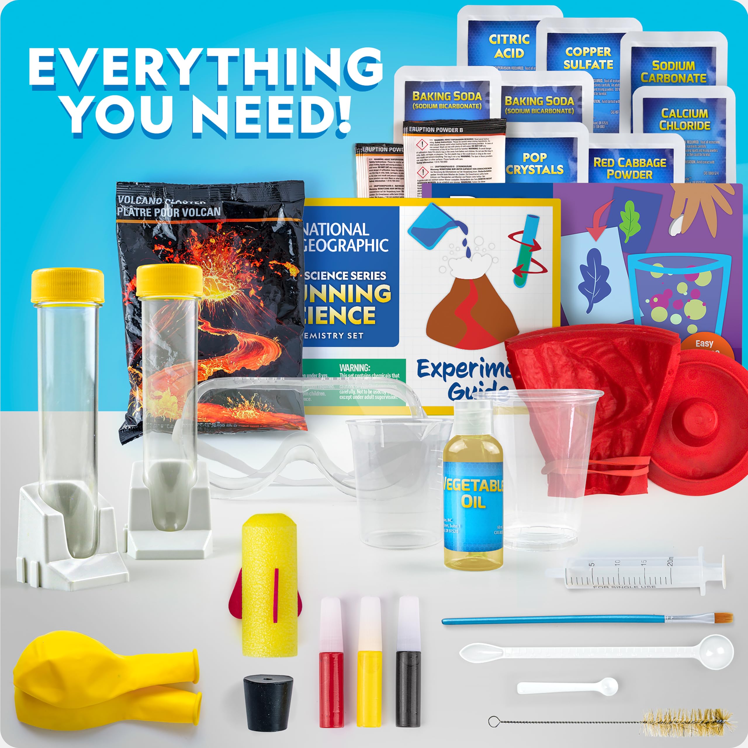 NATIONAL GEOGRAPHIC Stunning Chemistry Set - Mega Science Kit with 100+ Easy Experiments- Make a Volcano and Launch a Rocket, STEM Projects for Kids Ages 8-12, Science Toys (Amazon Exclusive)