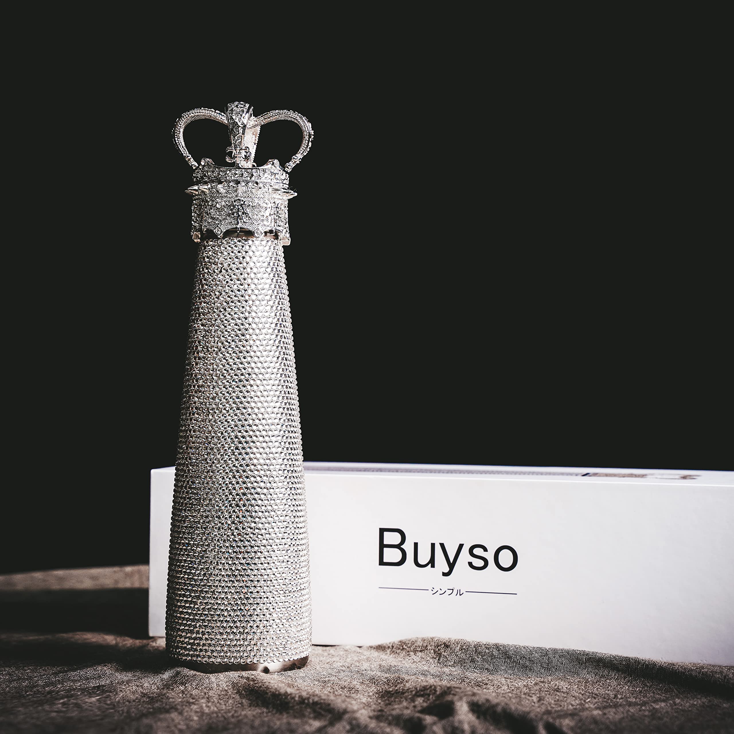 Buyso Bling Water Bottle Rhinestone Diamond Water Bottle Reusable Insulated Stainless Steel Bling Premium Aesthetic Gift (Princess, silver)