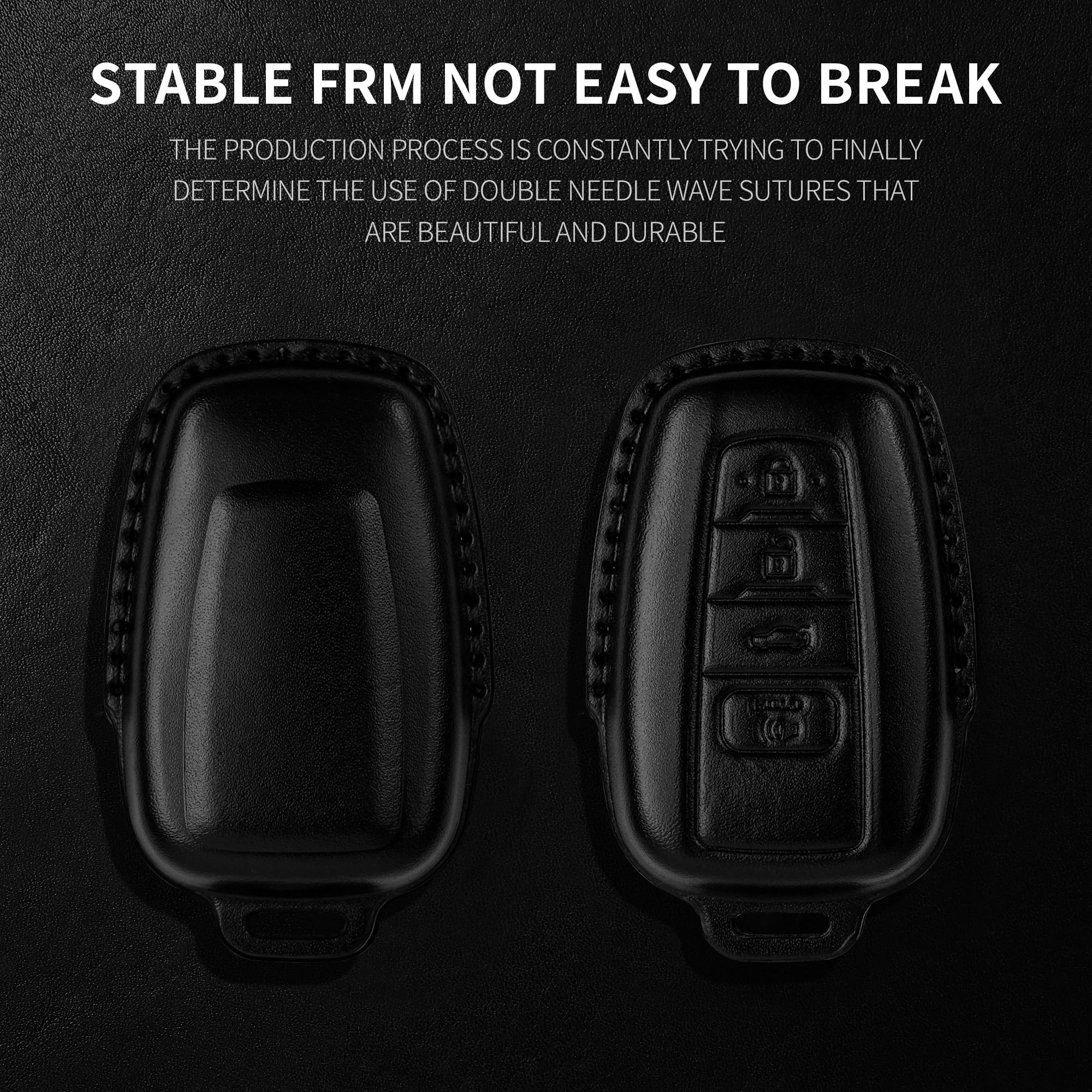 Tukellen for Toyota Key Fob Cover Genuine Leather With Keychain,Leather Key Case Protector Compatible with 2020-2022 Highlander Corolla Prius 2018-2024 RAV4 Camry Avalon C-HR GT86 -Black