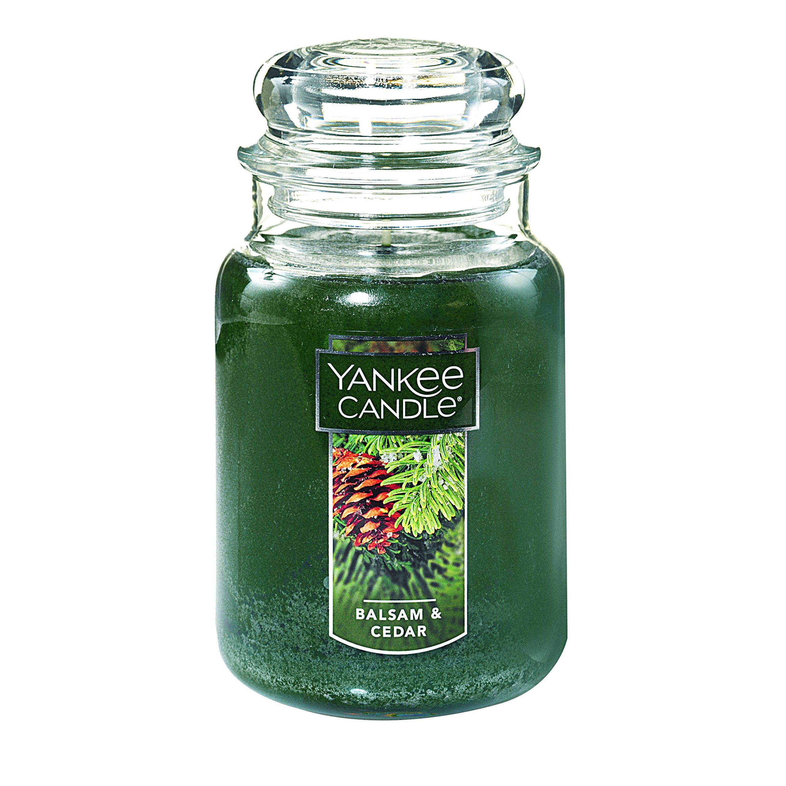 Yankee Candle Balsam & Cedar Scented, Classic 22oz Large Jar Single Wick Candle, Over 110 Hours of Burn Time, Ideal Holiday Gift